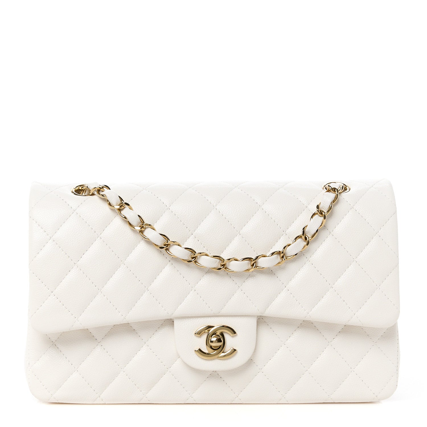 Chanel Caviar Quilted Medium Double Flap White 1 of 12