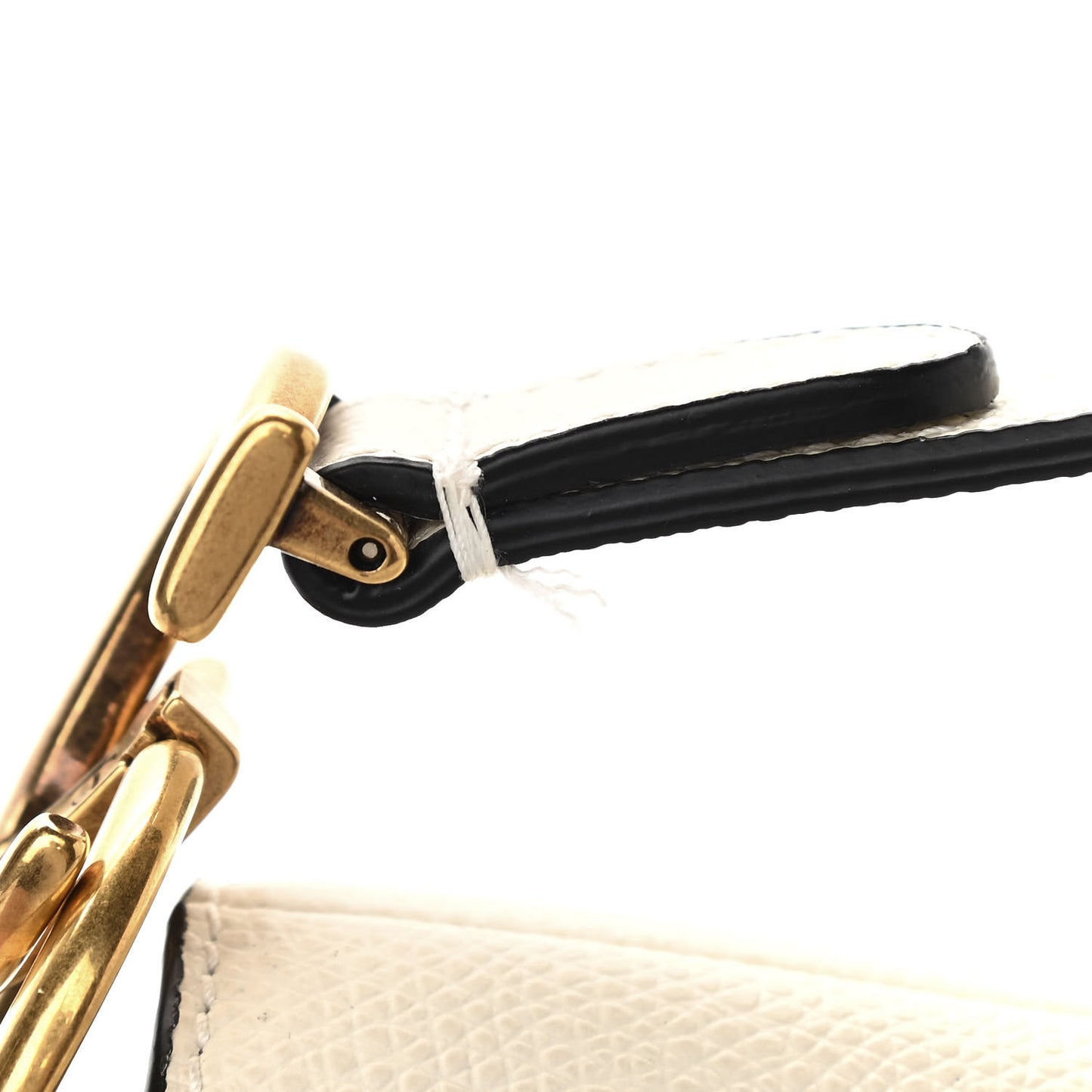 Grained Calfskin Mini Saddle Bag White