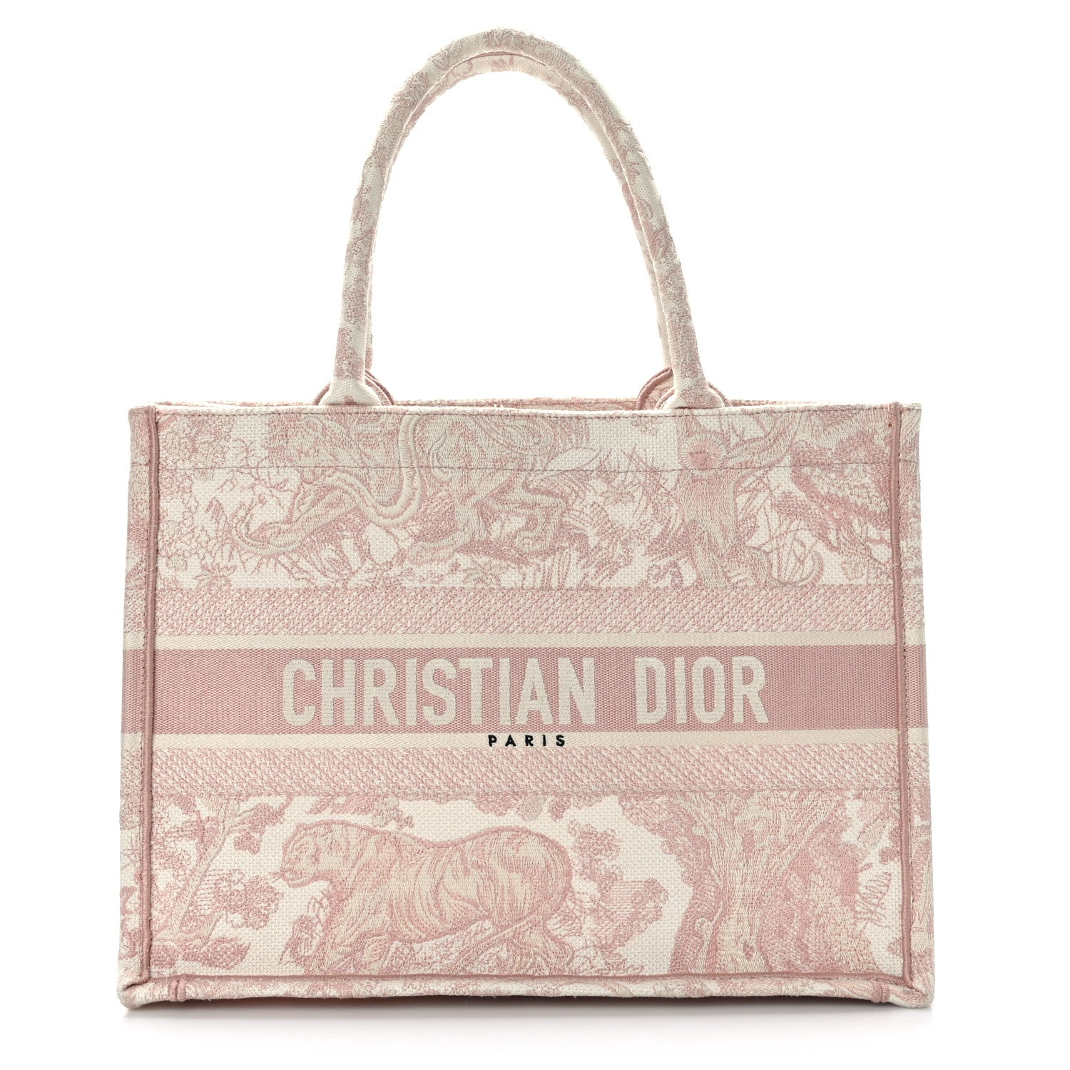 Christian Dior Canvas Toile De Jouy Embroidered Medium Book Tote Pink 1 of 9
