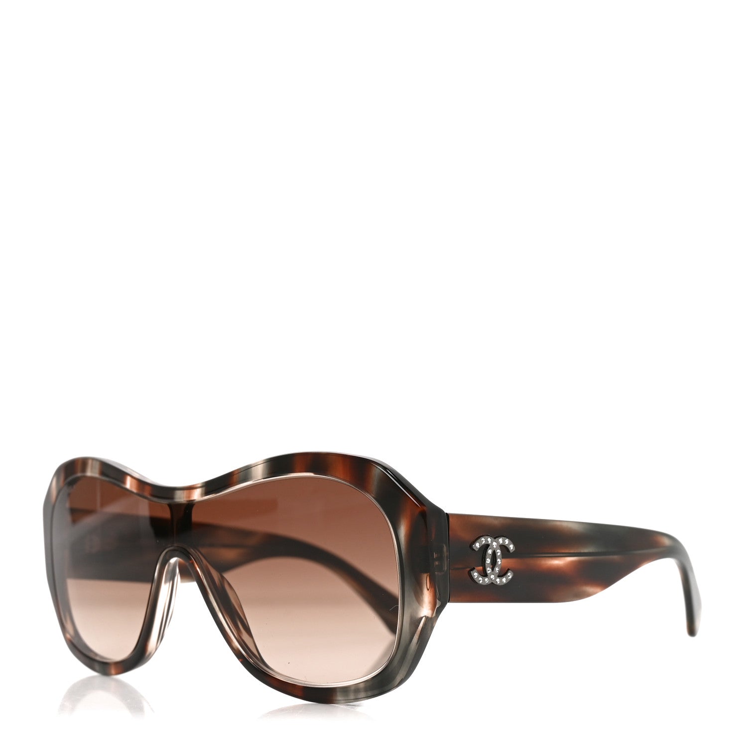 Chanel Acetate Crystal CC Shield Sunglasses 5497-B Tortoise  display picture 2