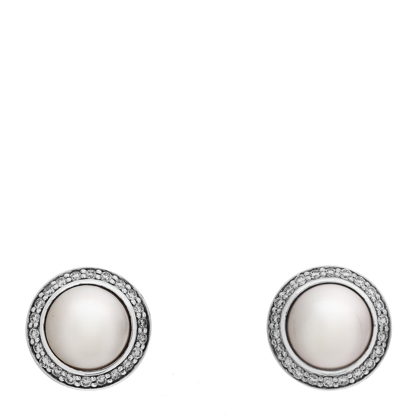 Sterling Silver 14K Yellow Gold Diamond Pearl 8mm Cerise Earrings