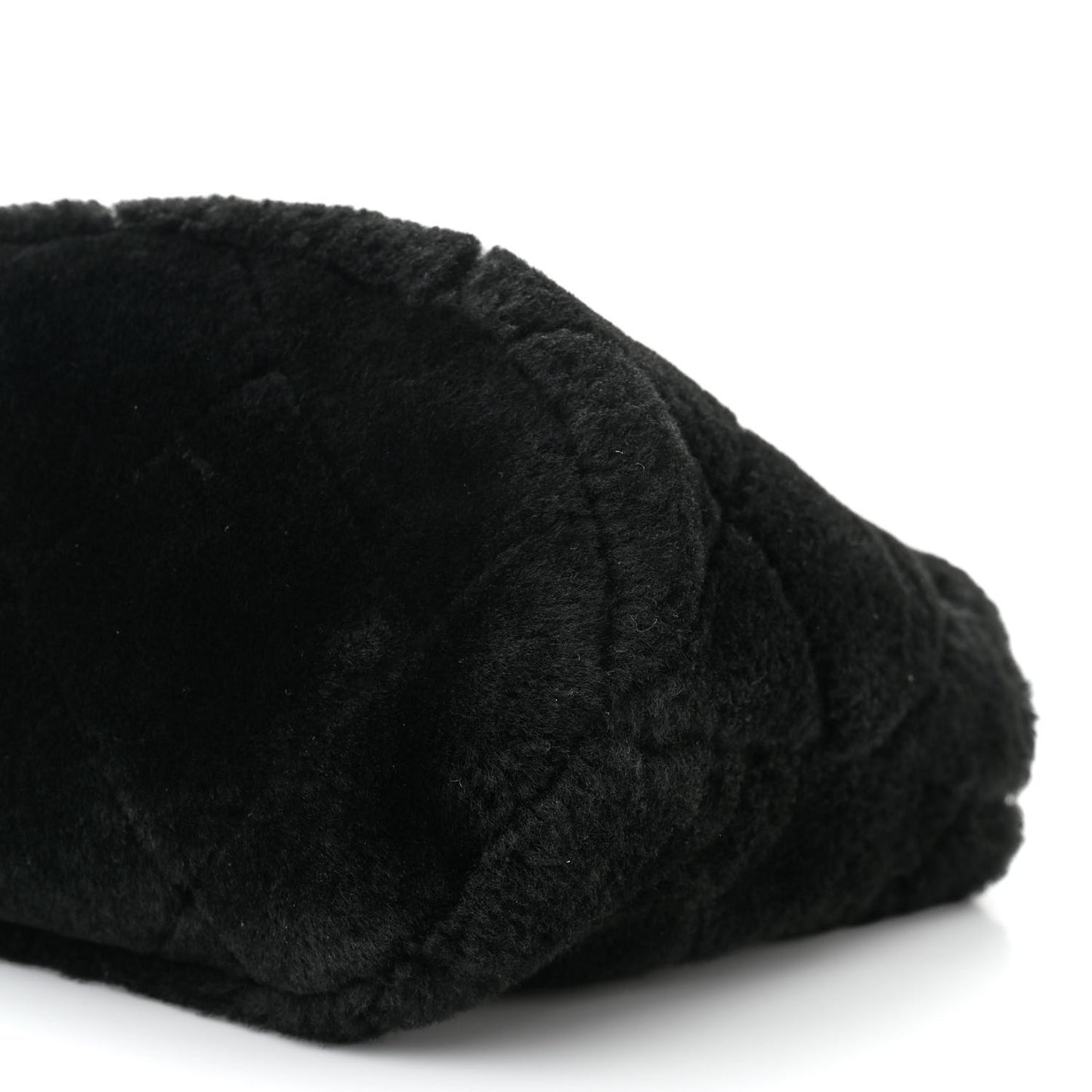 Shearling Lambskin Crystal Strass Flap Black