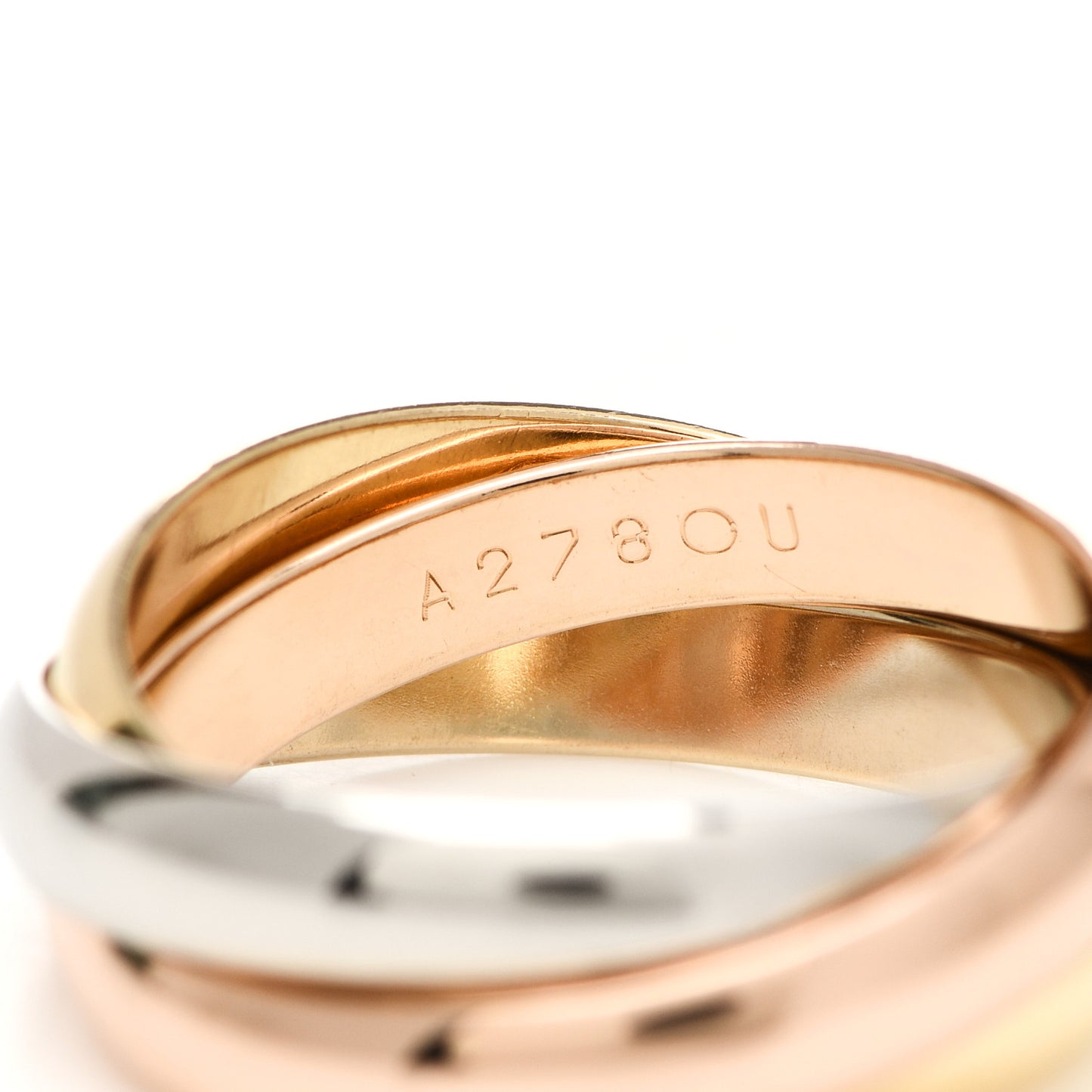 18K Pink Yellow White Gold Classic Les Must De Cartier Trinity Ring 53 6.25