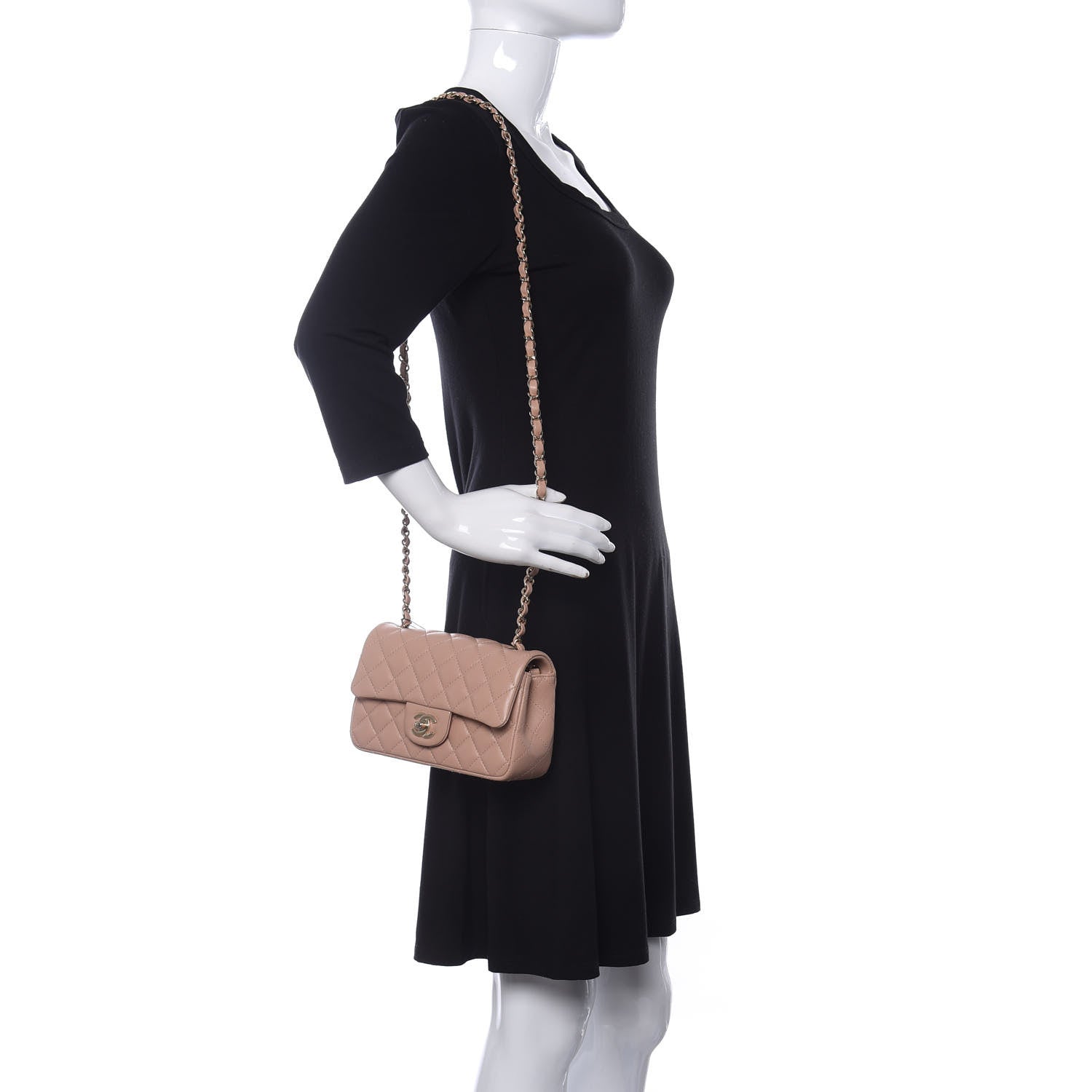 Chanel Lambskin Quilted Mini Rectangular Flap Beige 2 of 11