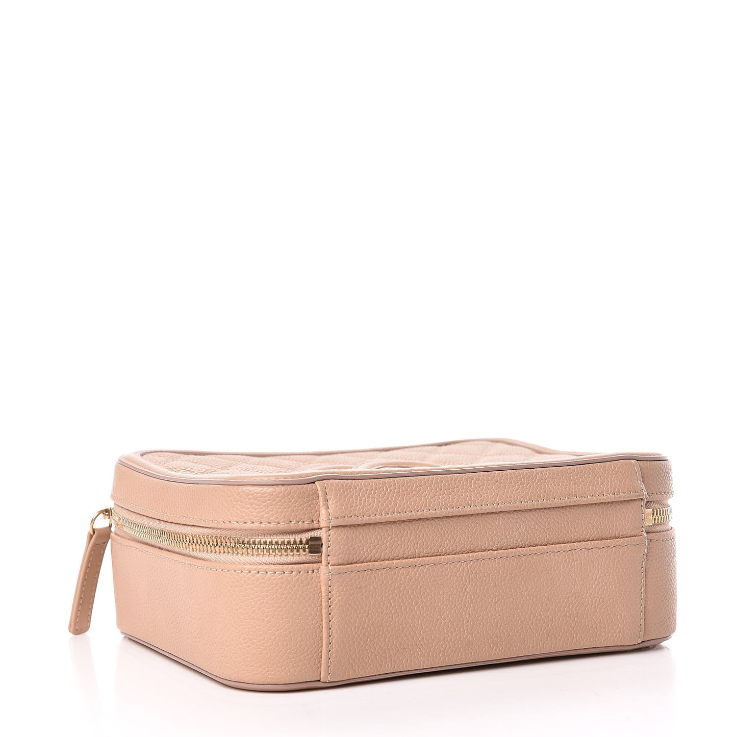 Caviar Quilted Medium CC Filigree Vanity Case Beige