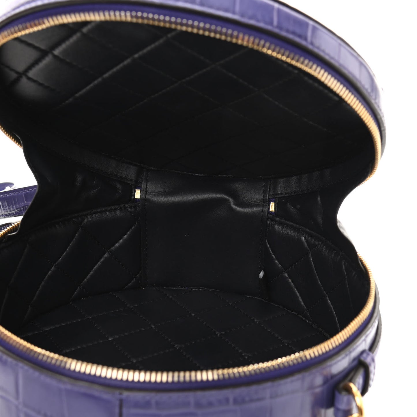 Shiny Croc Calfskin Embossed Trunk Bag Dark Amethyst