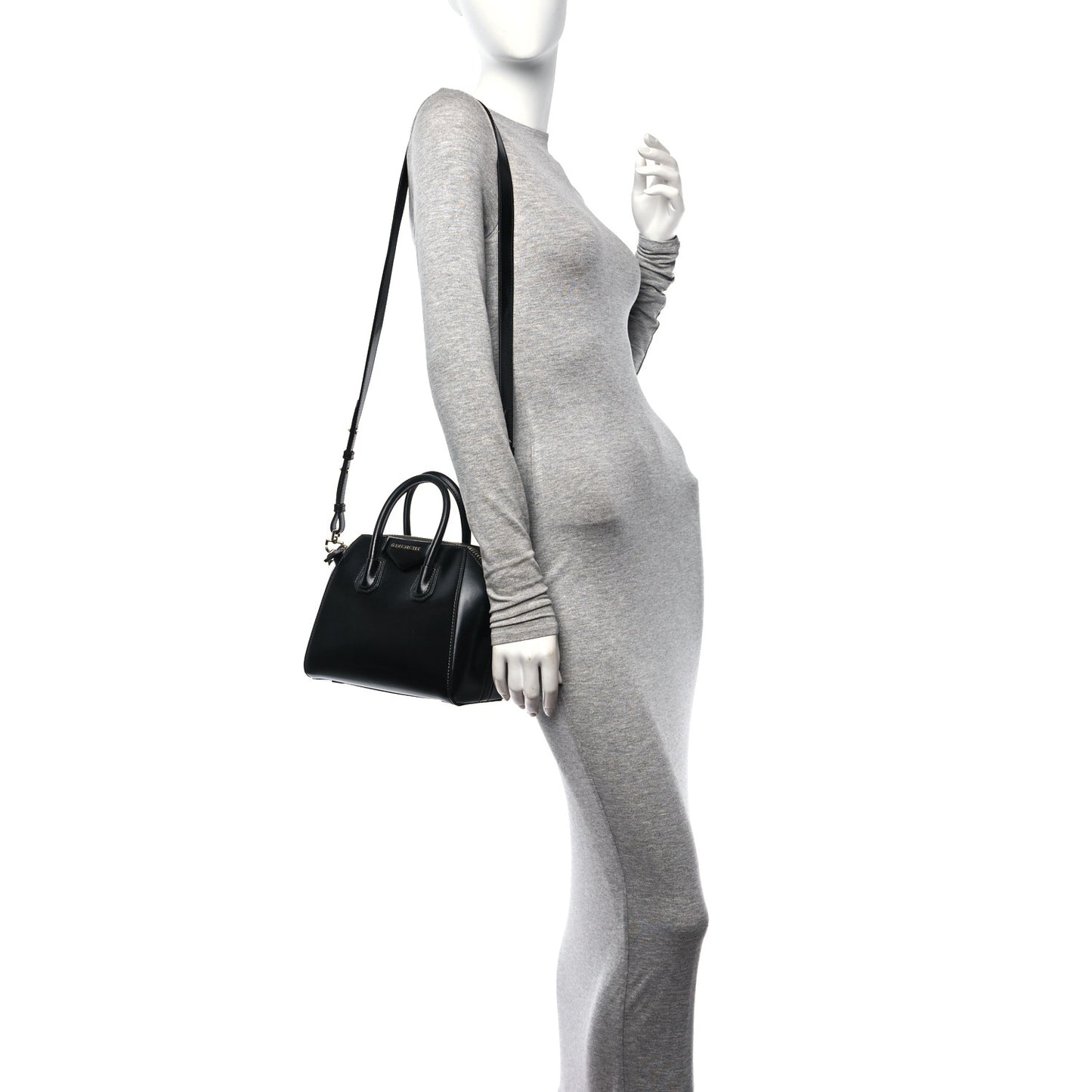 Shiny Lord Calfskin Mini Antigona Black