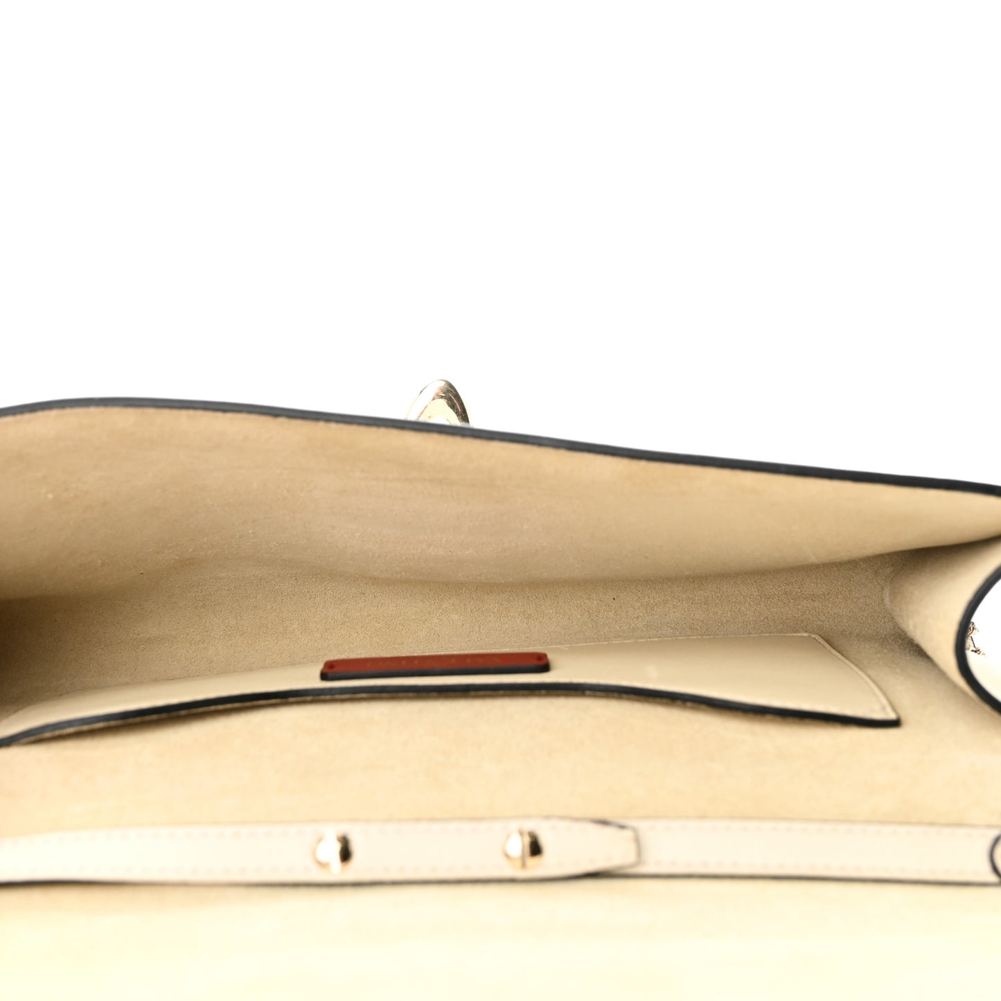 Vitello Groumette Demilune Chain Clutch Ivory
