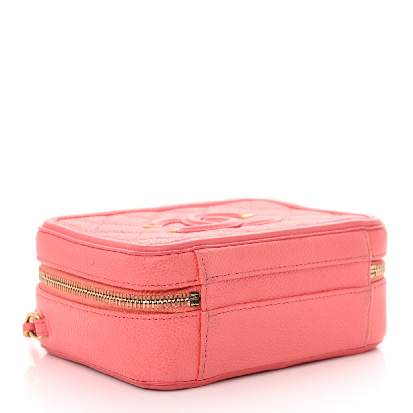 Caviar Quilted Small CC Filigree Vanity Case Coral