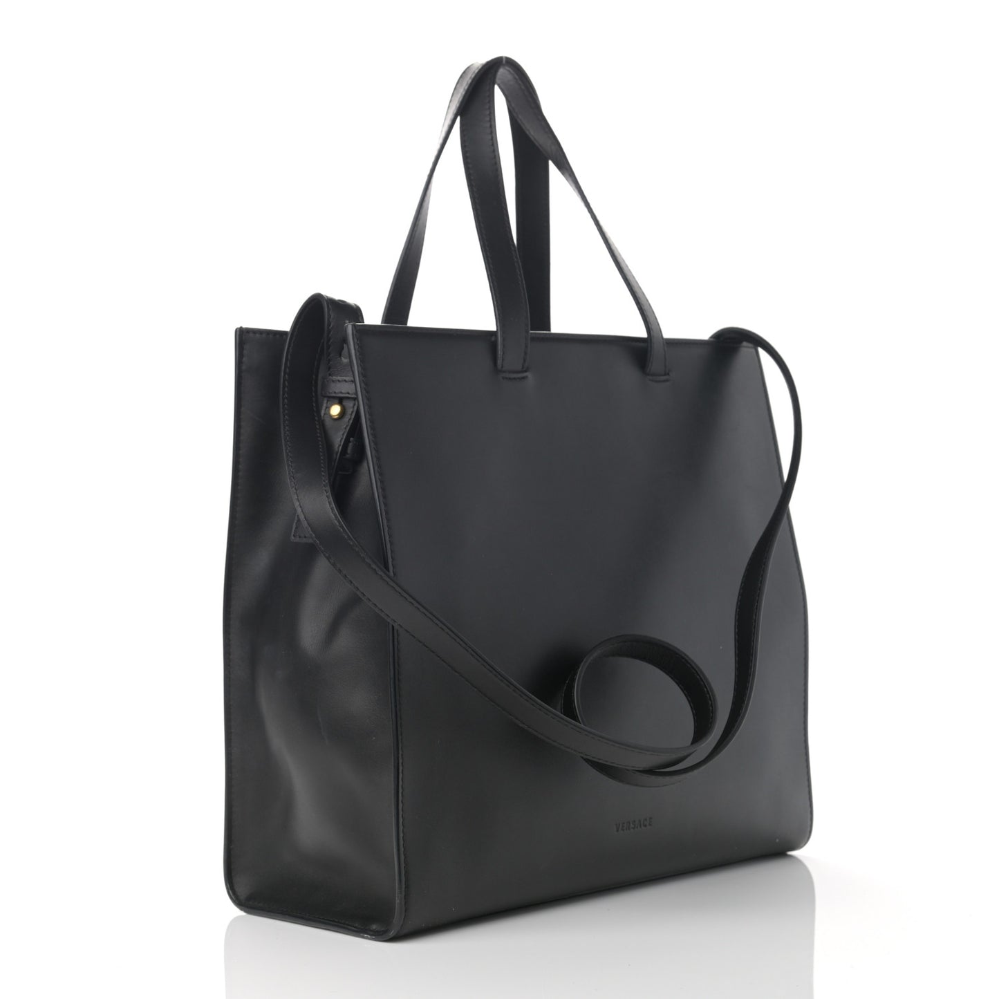 Calfskin Medusa Stud Tribute Tote Black