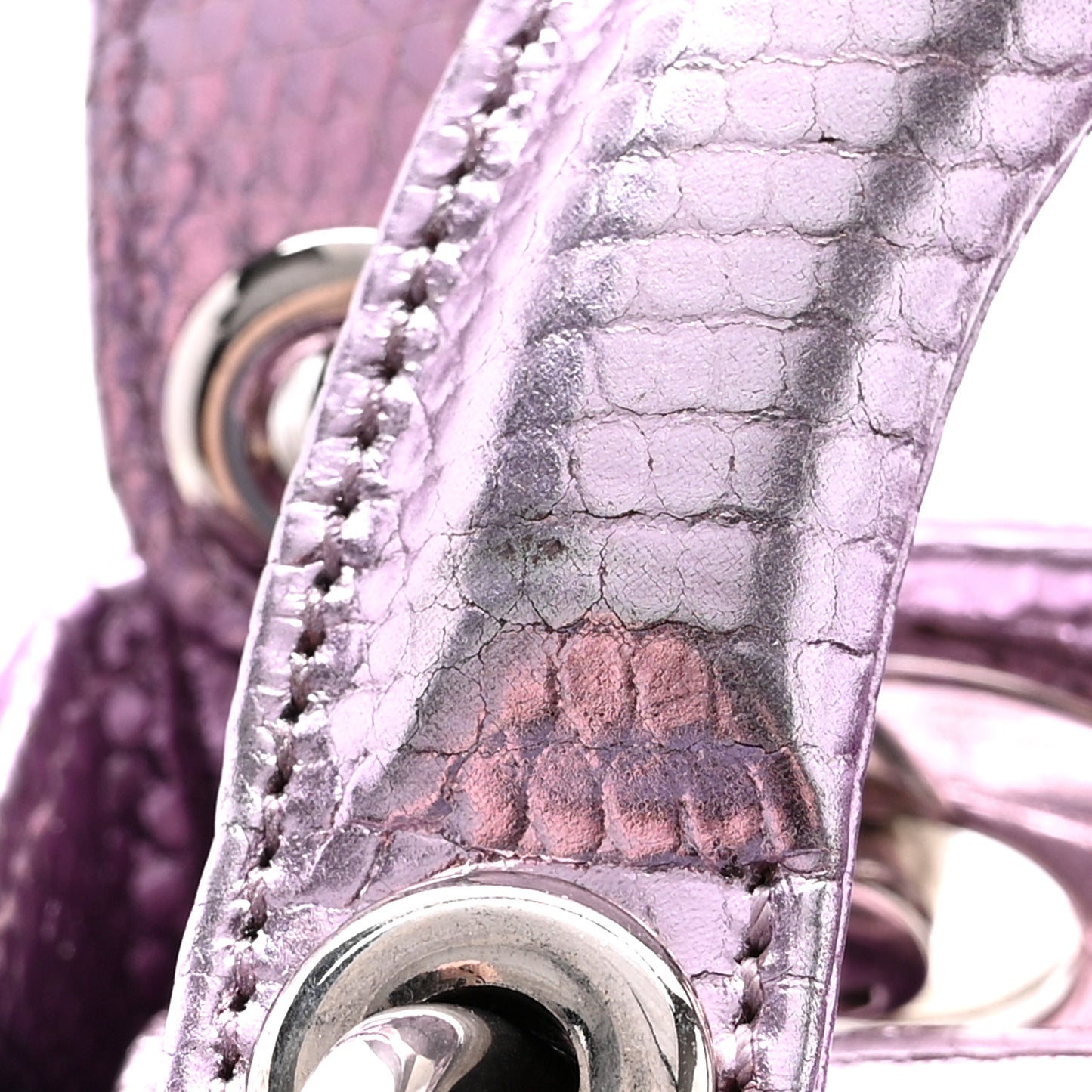 CHRISTIAN DIOR Metallic Lizard Mini Lady Dior Pink