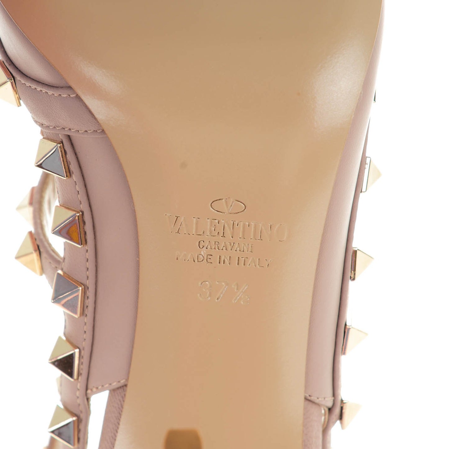 Nappa Rockstud Ankle Strap Pumps 37.5 Poudre