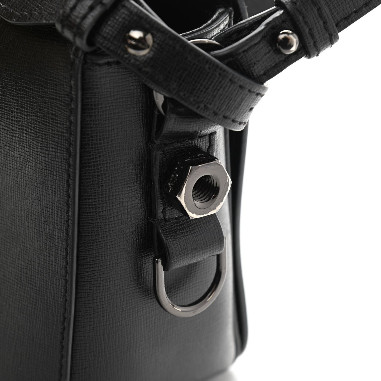 Calfskin Diag Striped Belt Bag Crossbody Black White