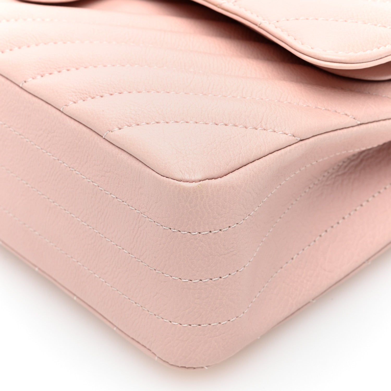 Chanel Calfskin Chevron Quilted Medium Double Flap Light Pink 10 of 10