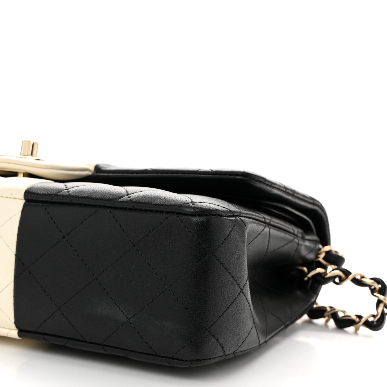 Chanel Lambskin Quilted Medium Double Flap Black White 9 of 10