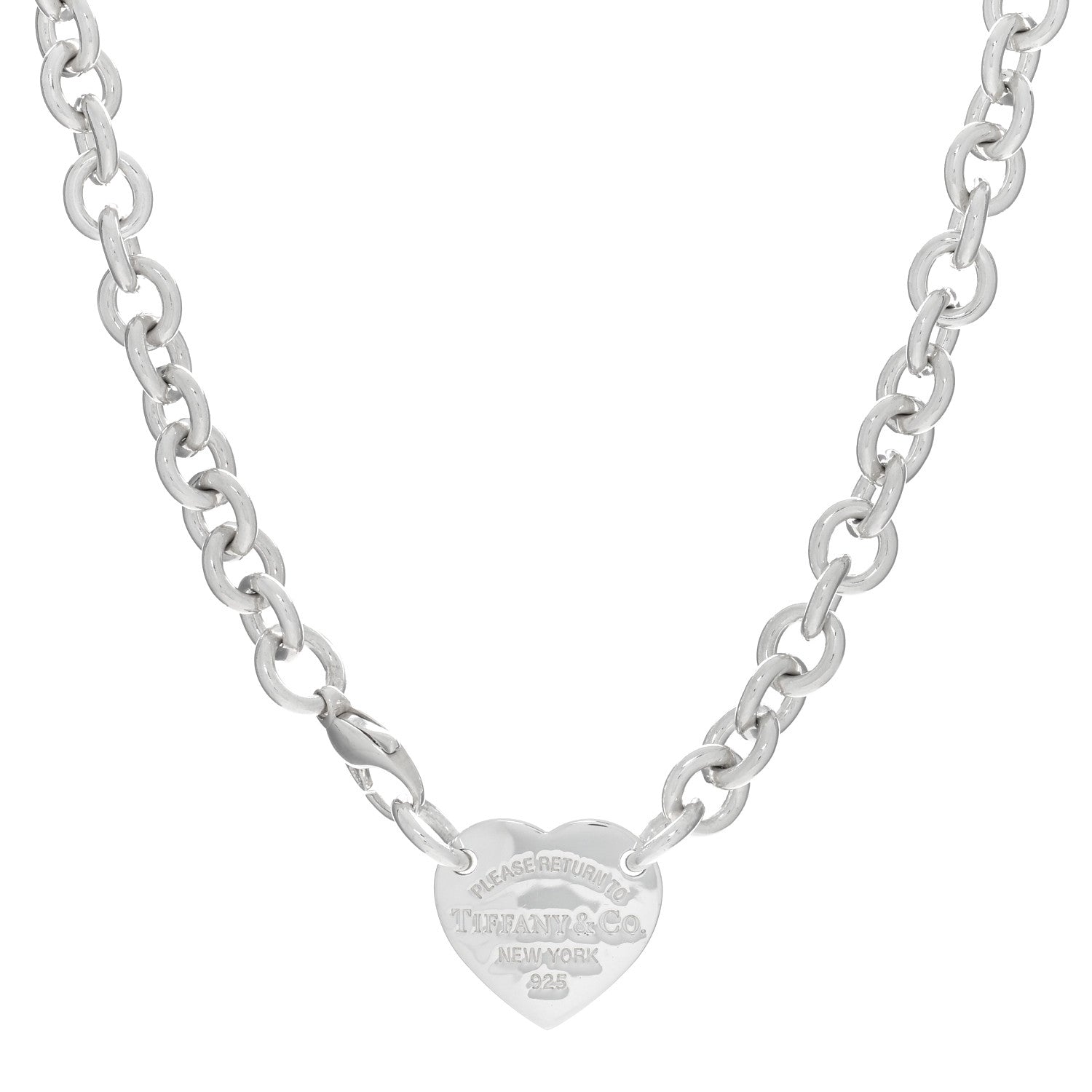 Tiffany Sterling Silver Return to Tiffany Heart Tag Choker Necklace 1 of 4