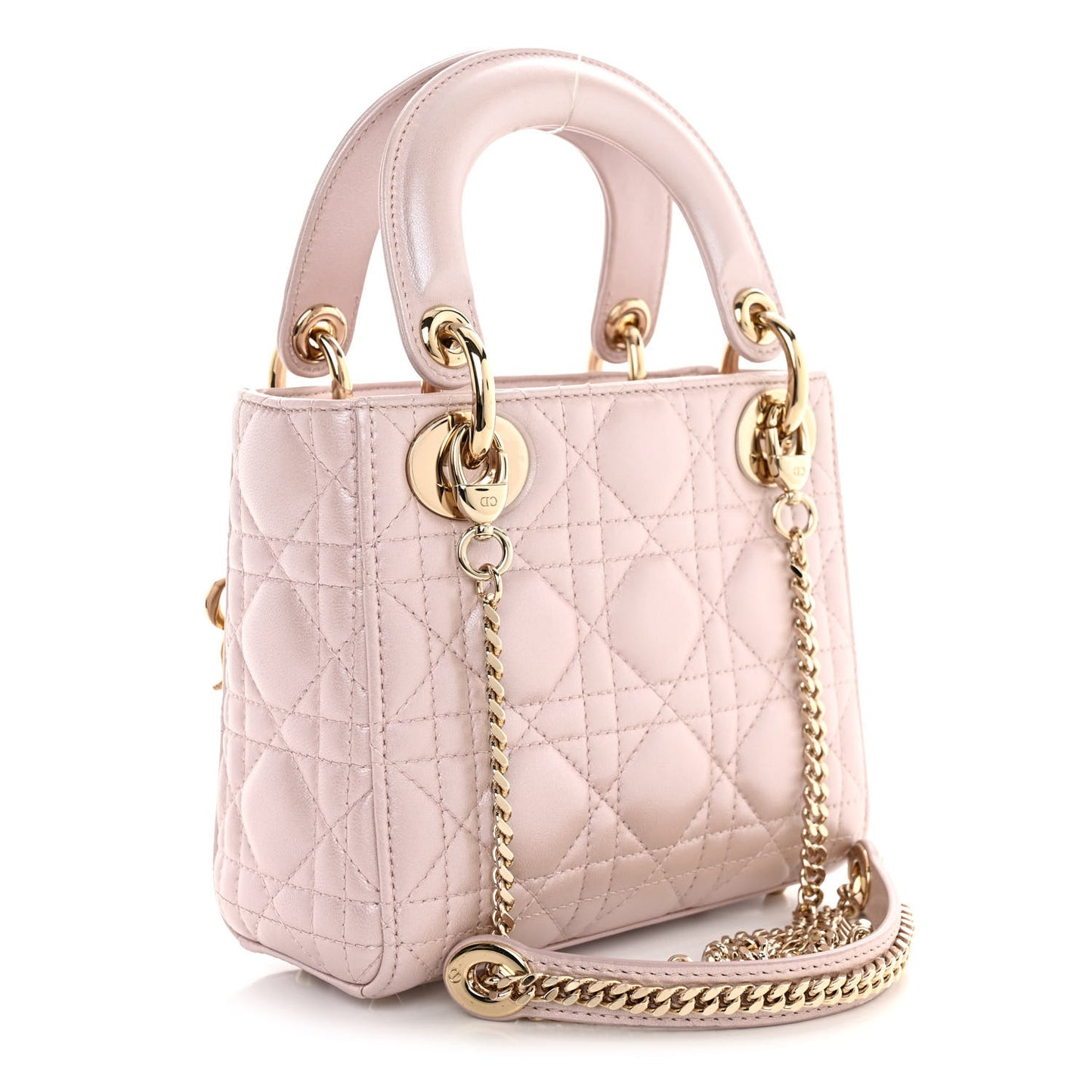 Metallic Lambskin Cannage Mini Lady Dior Lotus