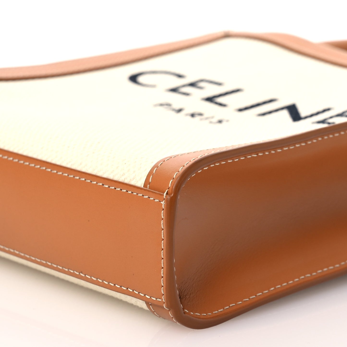 Canvas Calfskin Mini Vertical Cabas Natural Tan