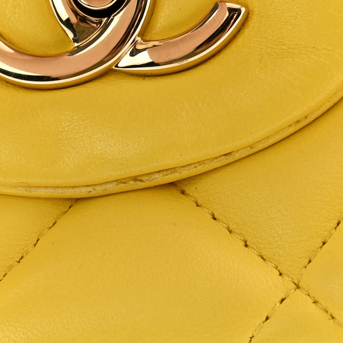 Lambskin Quilted Jumbo Double Flap Yellow