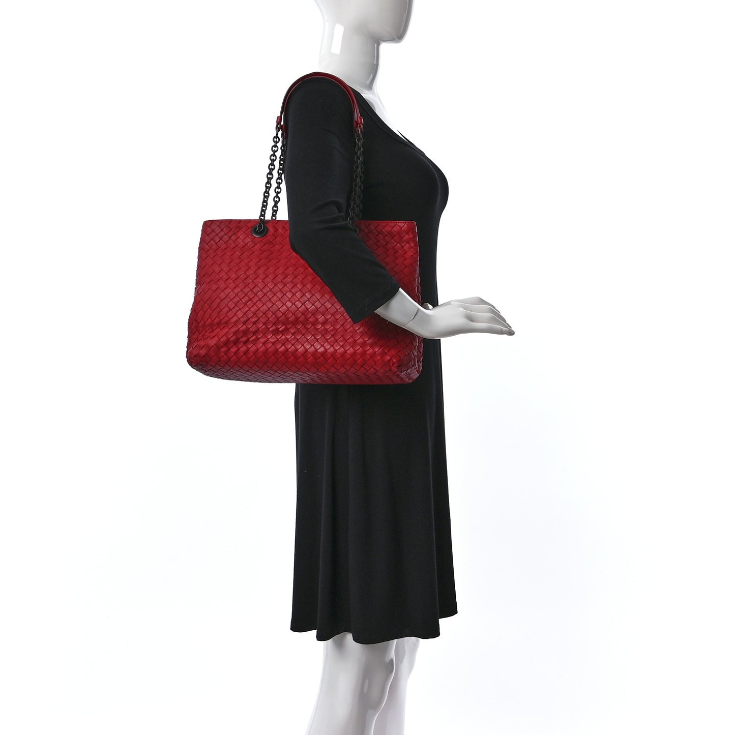 Nappa Intrecciato Medium Tote Red