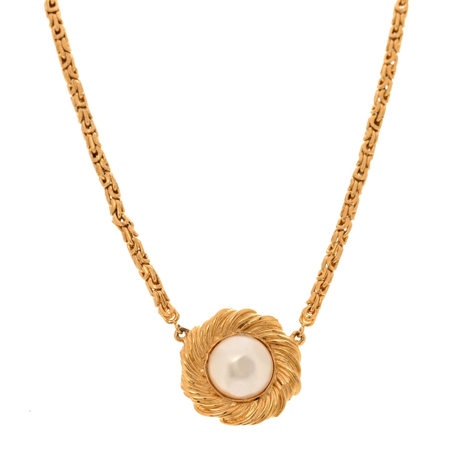 Metal Pearl Flower Necklace Gold