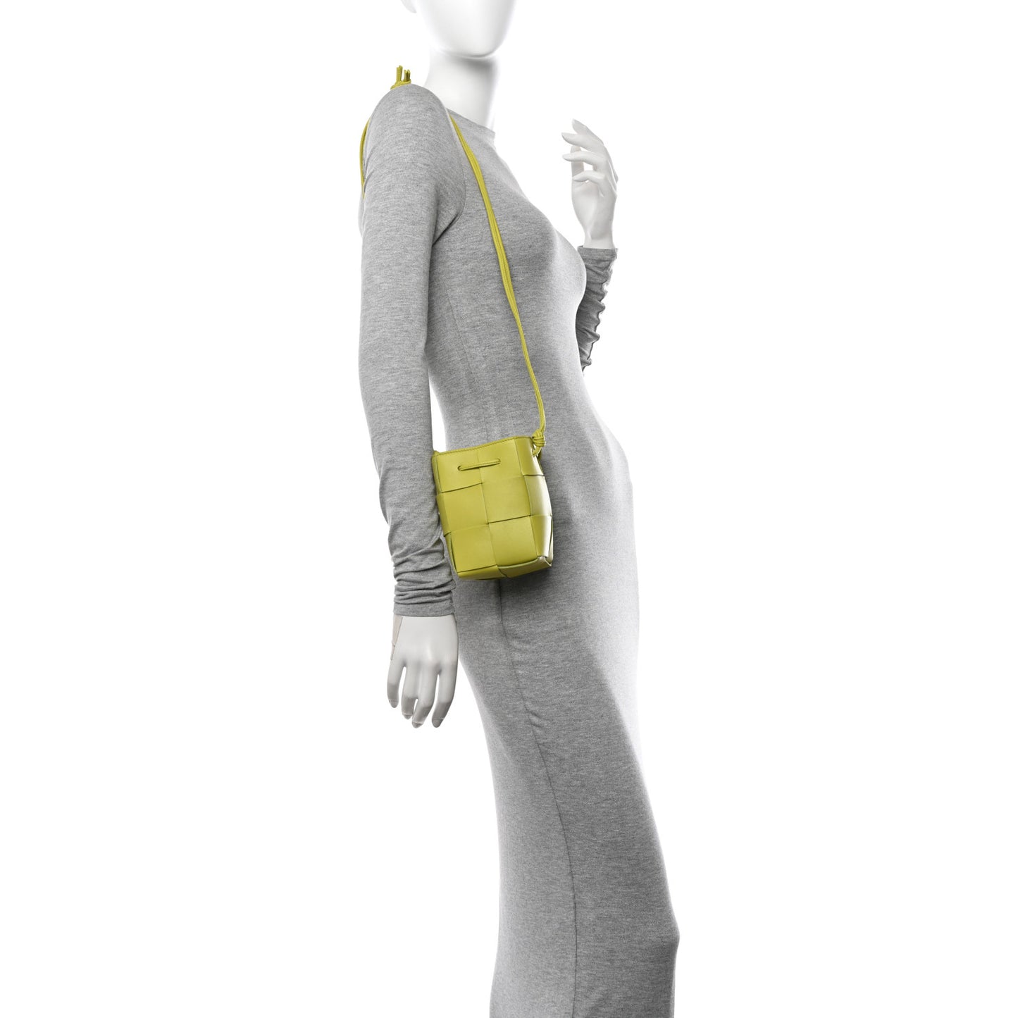 Nappa Maxi Intrecciato Mini Cassette Bucket Bag Kiwi