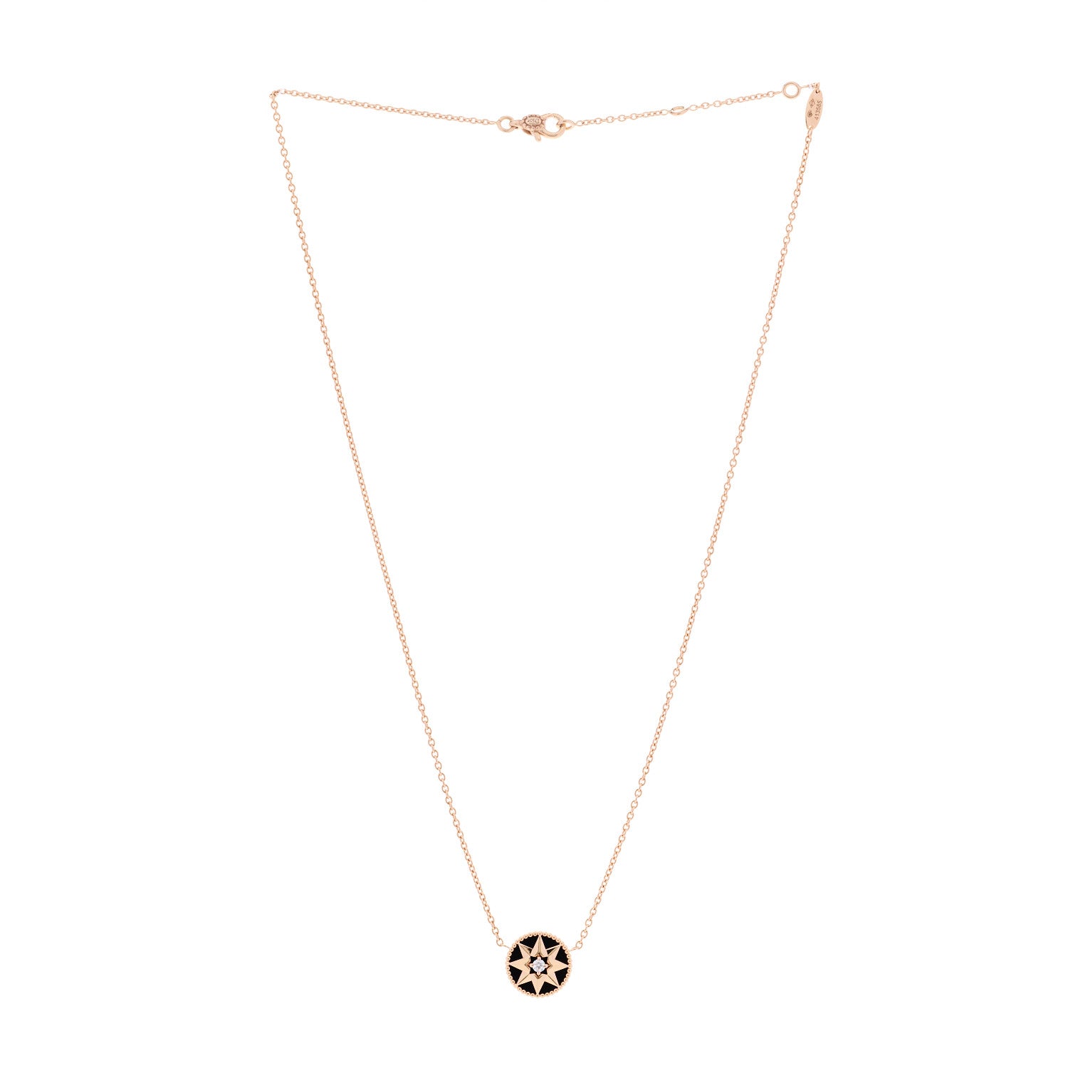 Christian Dior 18K Rose Gold Diamond Black Onyx Rose Des Vents Necklace 3 of 6