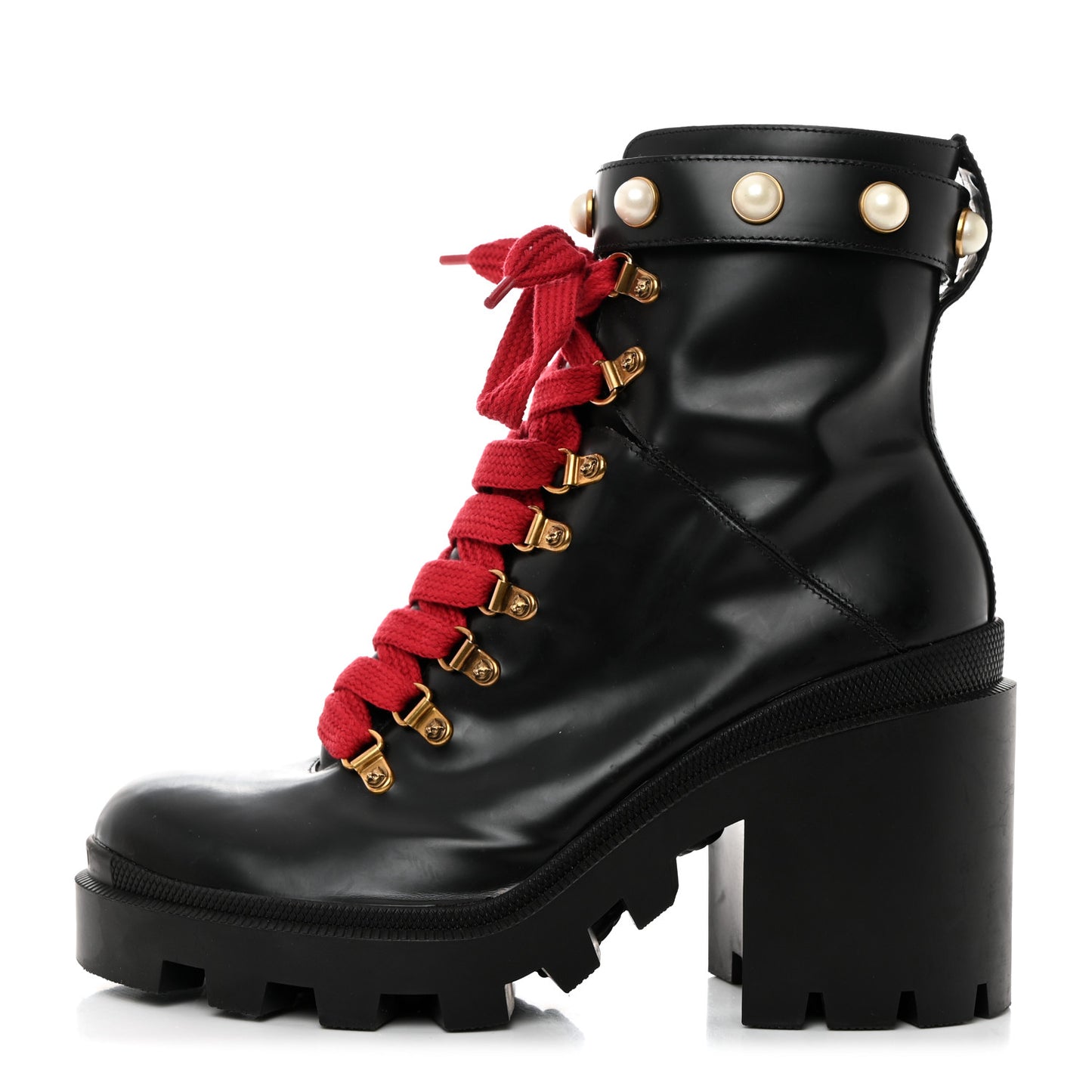 Magnum Calfskin Pearl Lace Up Combat Ankle Boots 42 Black