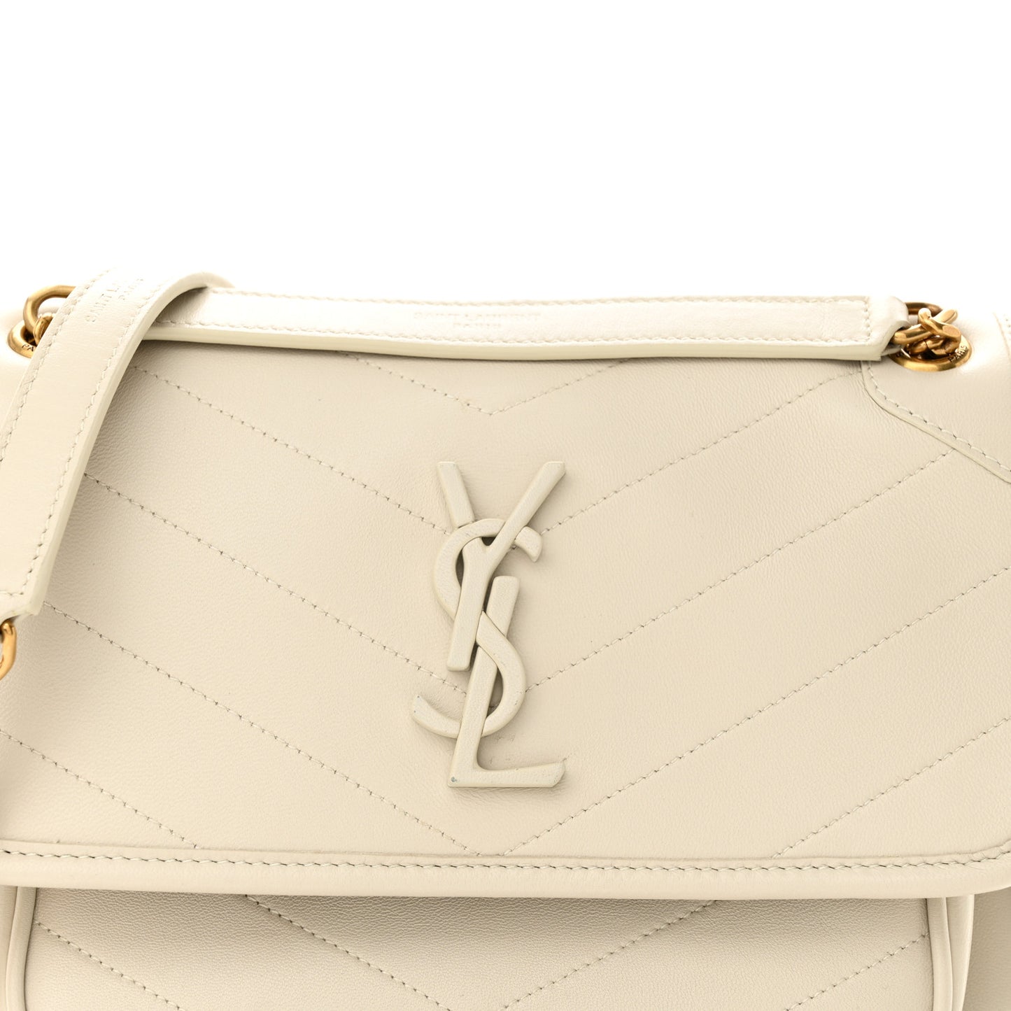 Lambskin Matelasse Monogram Baby Niki Chain Satchel Ivory