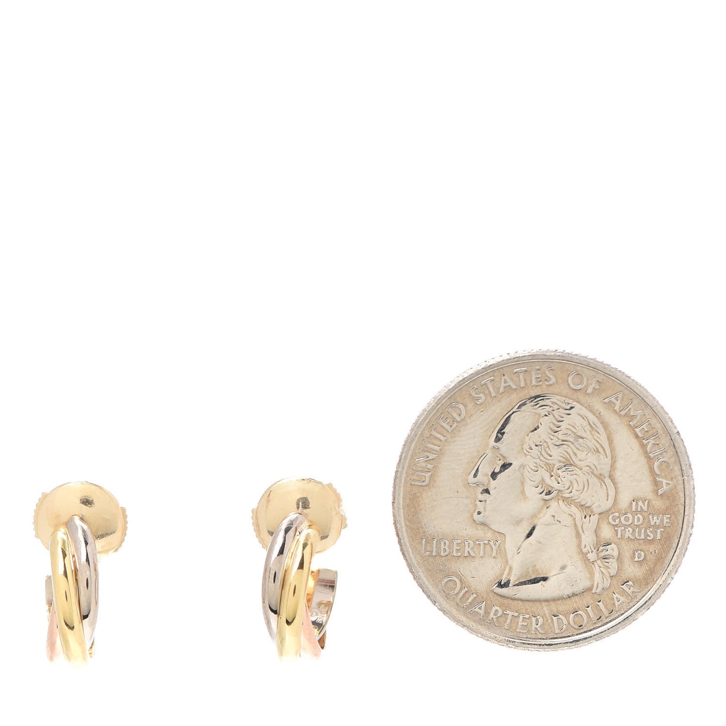 18K Pink Yellow White Gold 13mm Trinity Hoop Earrings