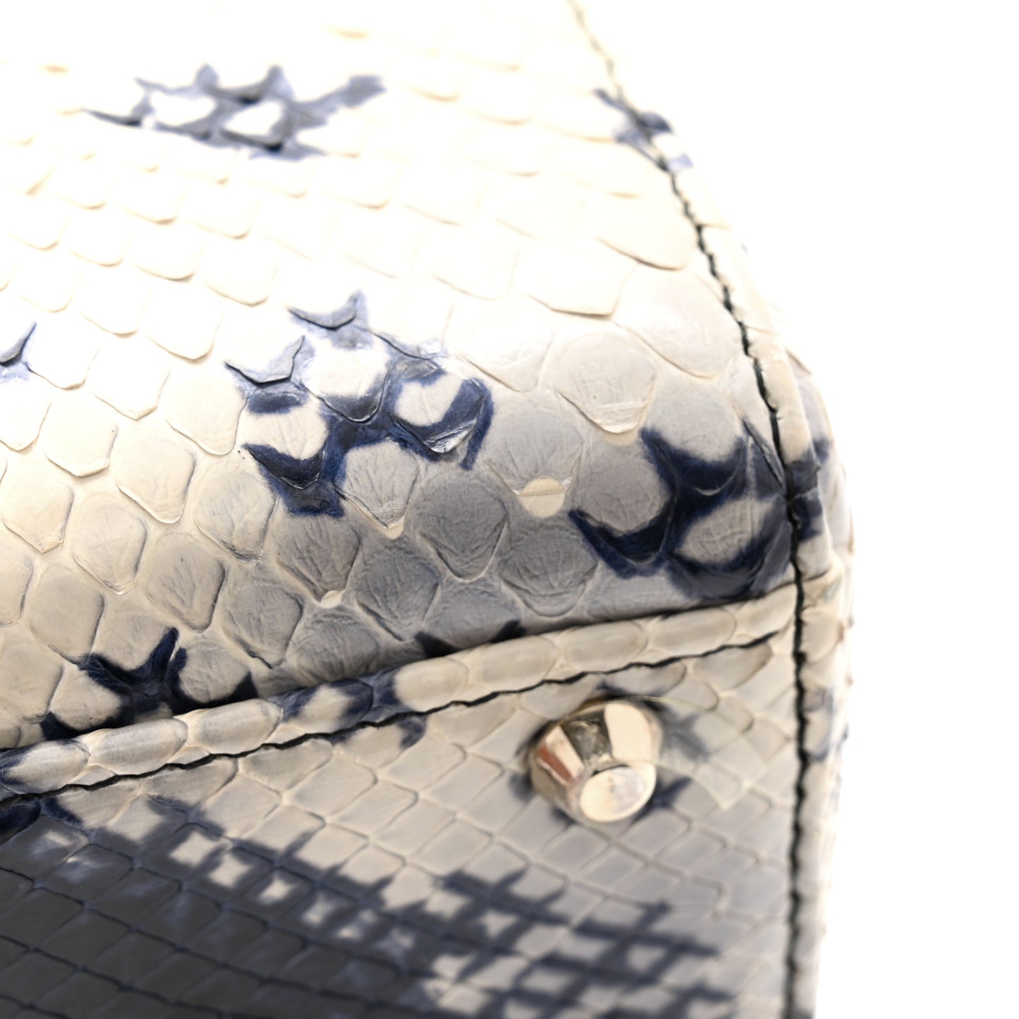 Snakeskin Mini Lady Dior Beige Blue
