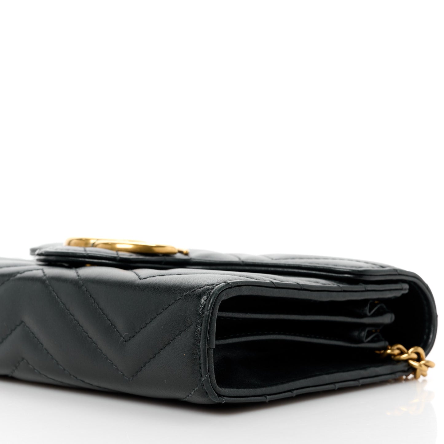 Calfskin Matelasse GG Marmont Chain Wallet Black