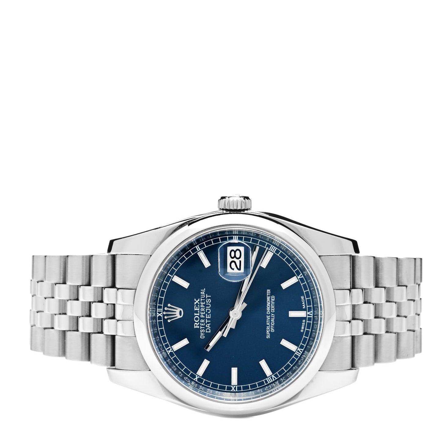 Stainless Steel 36mm Oyster Perpetual Datejust Watch Blue 116200