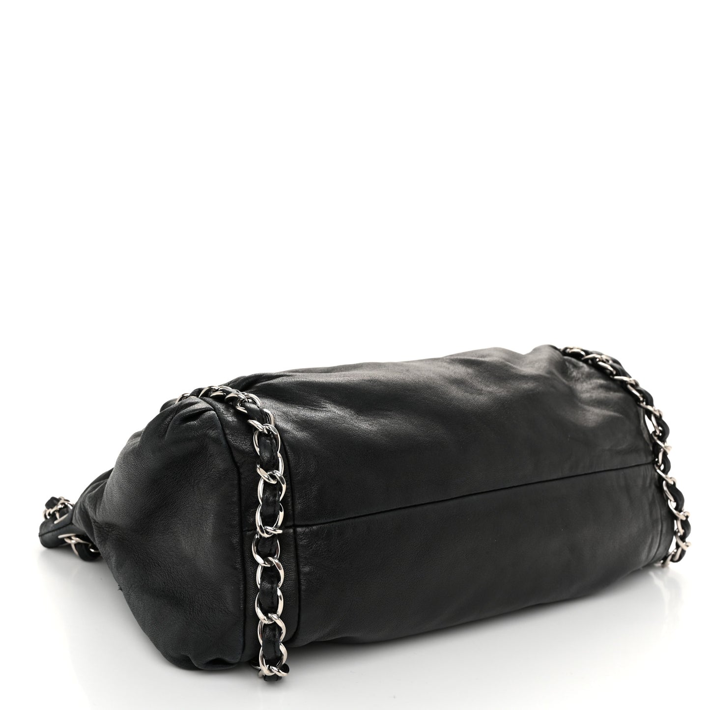 Lambskin Large Sharpei Shoulder Bag Black