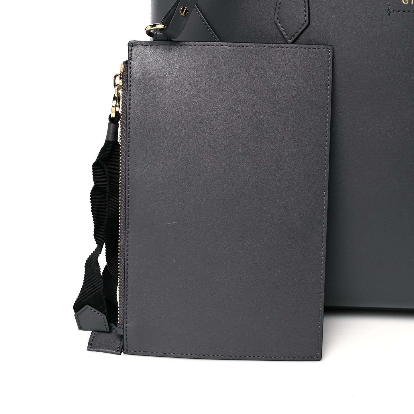 Smooth Calfskin Wing Shopper Tote Grey White