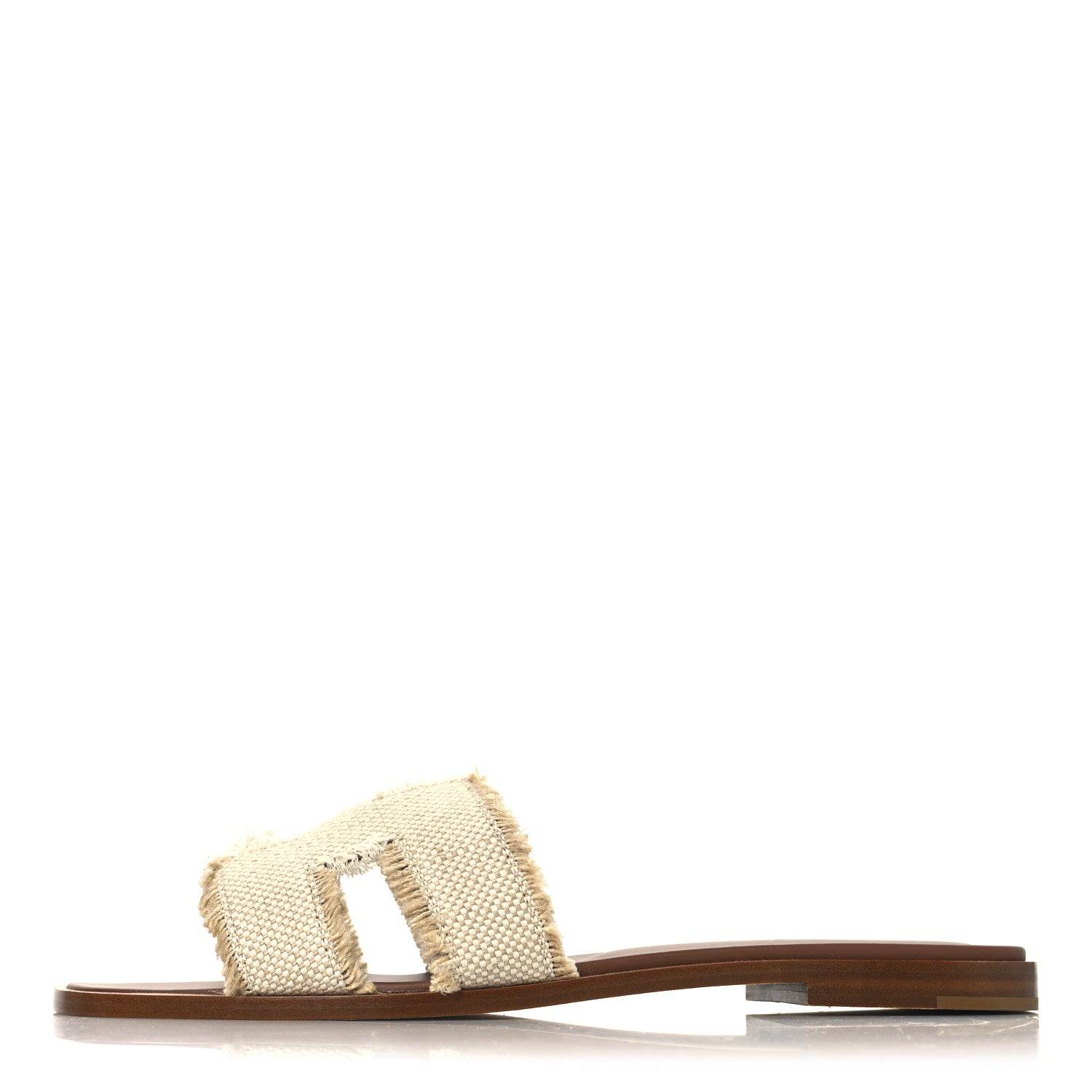 Hermes Linen Canvas Fringe Oran Sandals 39 Beige 1852813