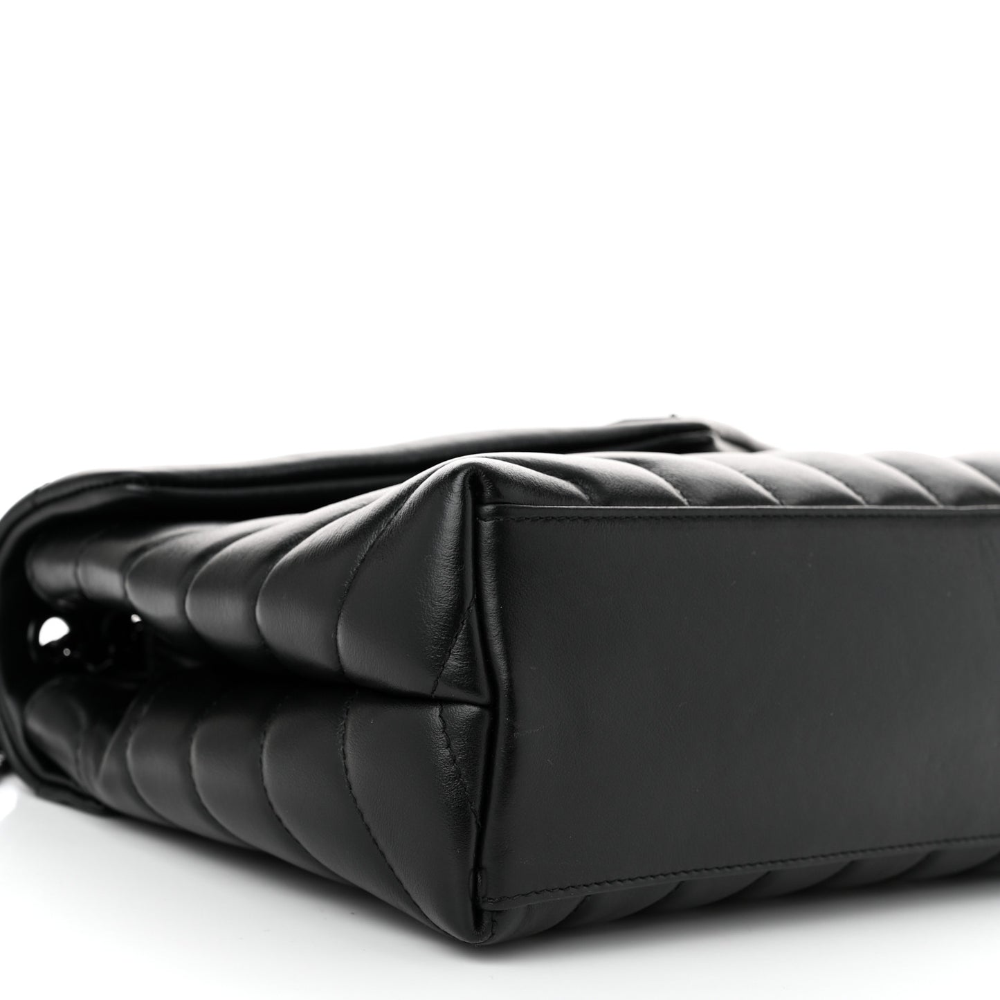 Calfskin Y Quilted Monogram Monochrome Small Loulou Chain Satchel Black
