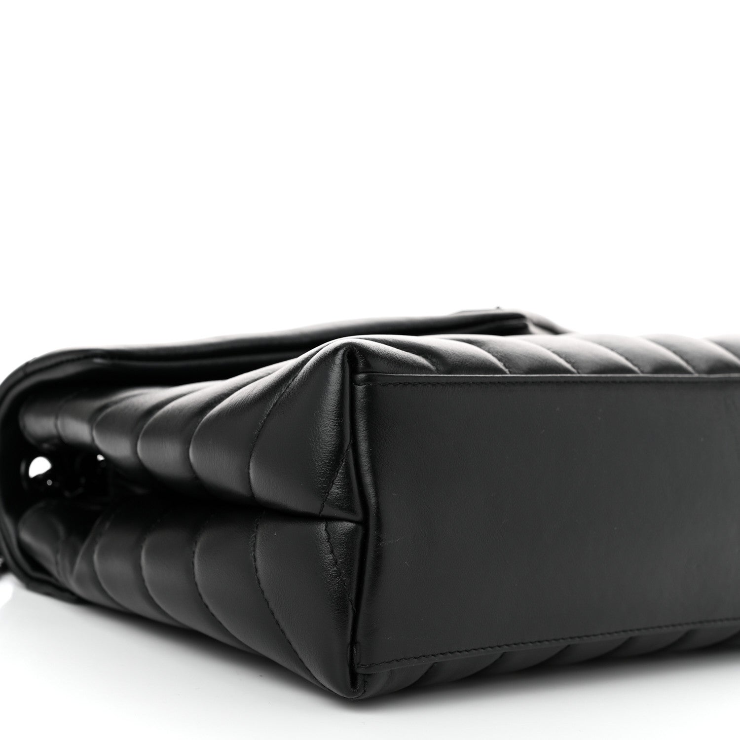 Saint Laurent Calfskin Y Quilted Monogram Monochrome Small Loulou Chain Satchel Black 9 of 10