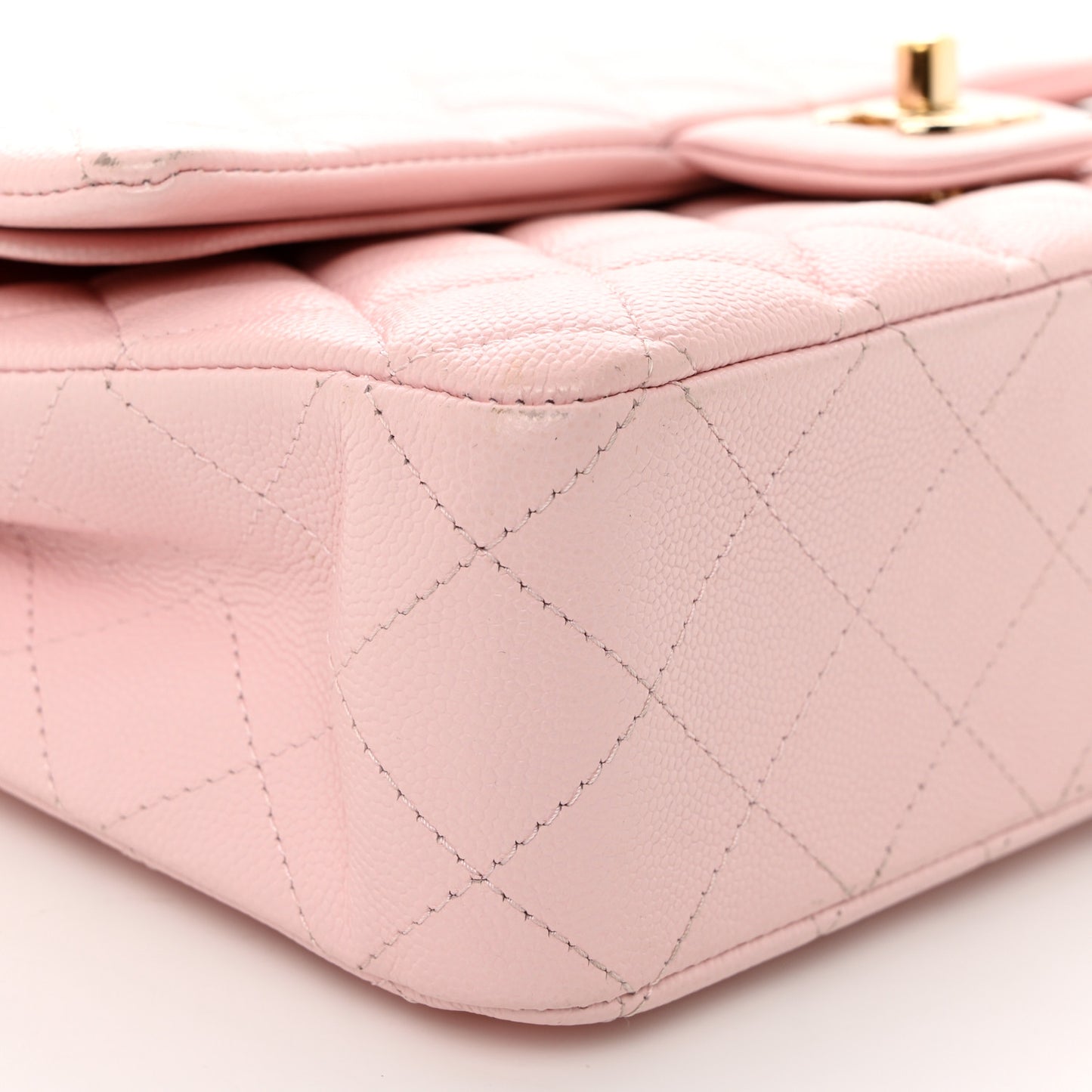 Caviar Quilted Medium Double Flap Light Pink