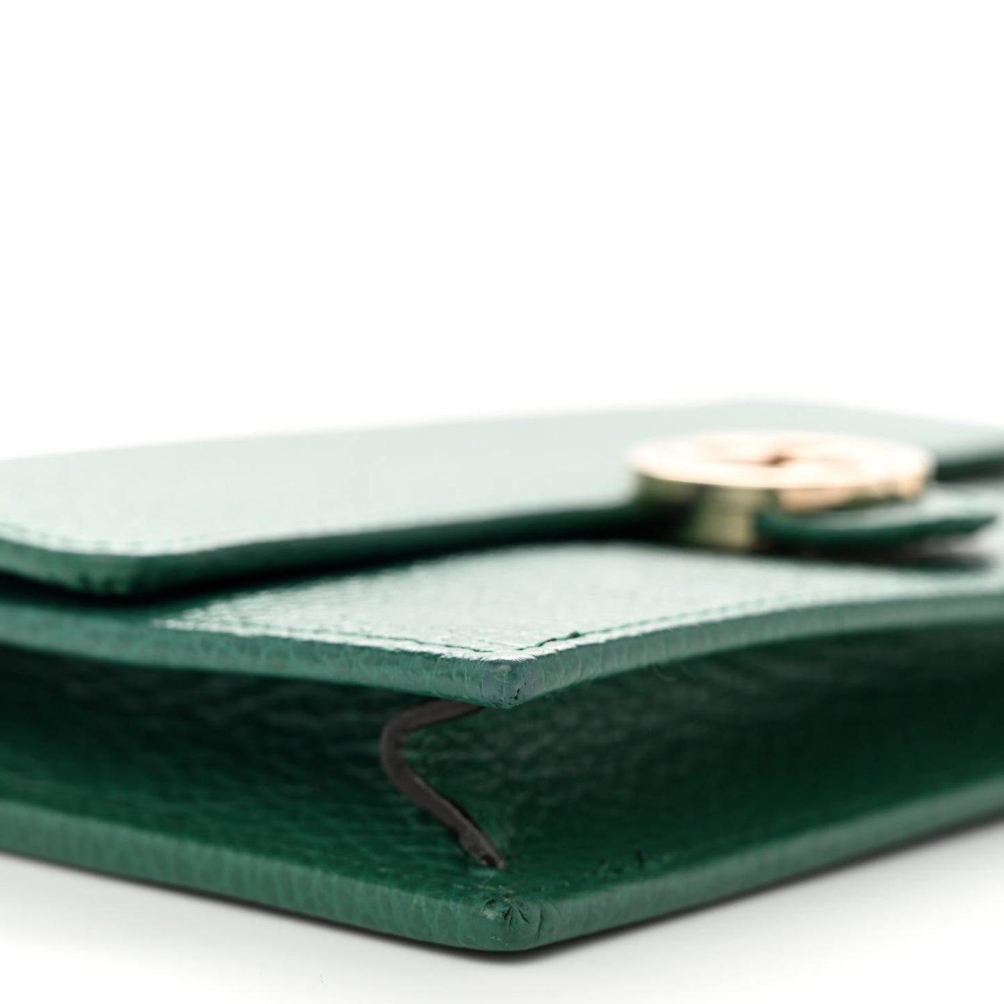 Dollar Calfskin Interlocking G Chain Wallet Emerald