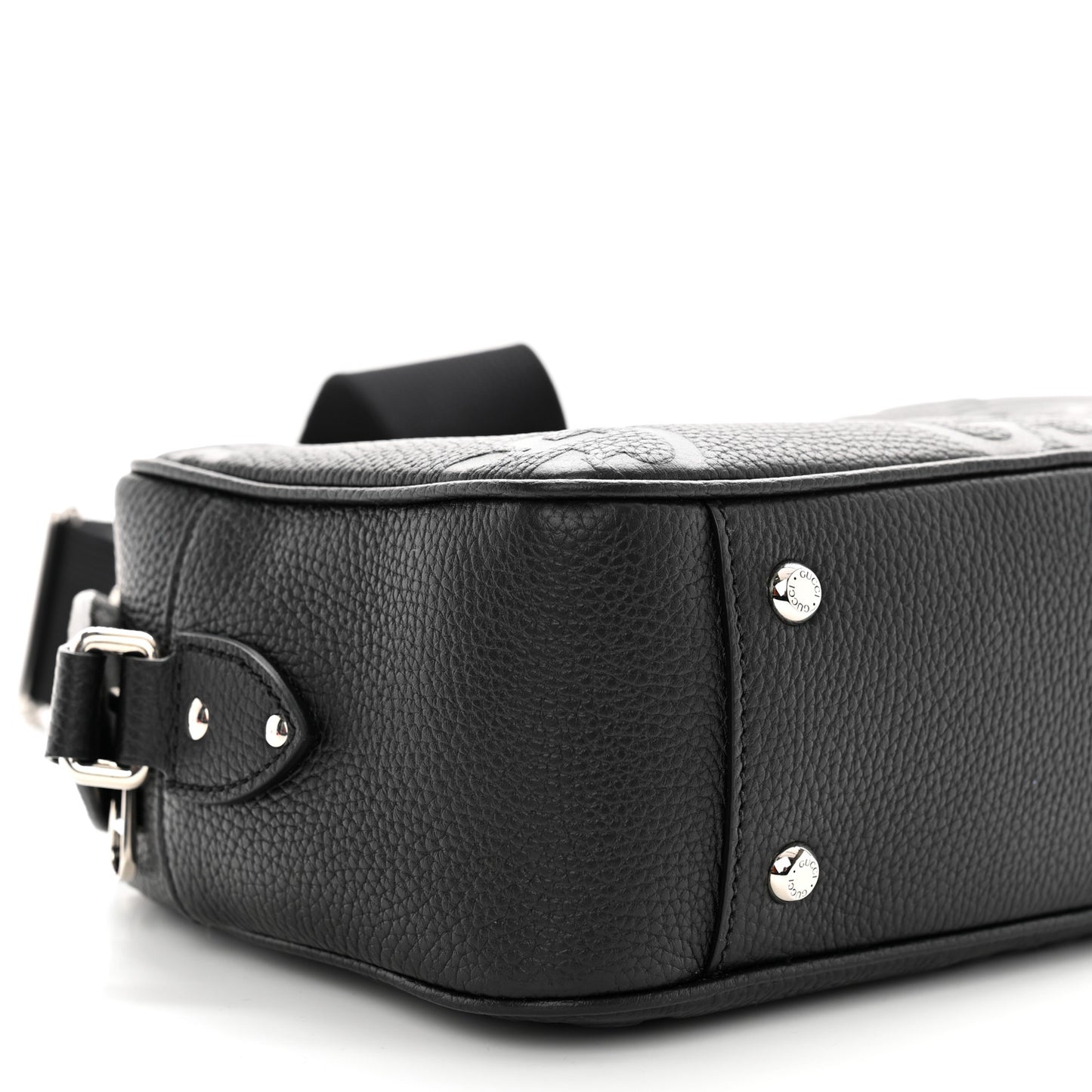 Piuma Calfskin Jumbo GG Embossed Medium Messenger Bag Black