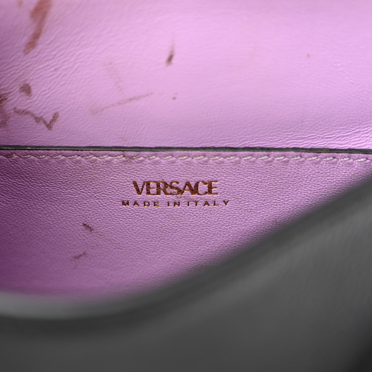 Grained Calfskin Small La Medusa Top Handle Bag Black Lilac