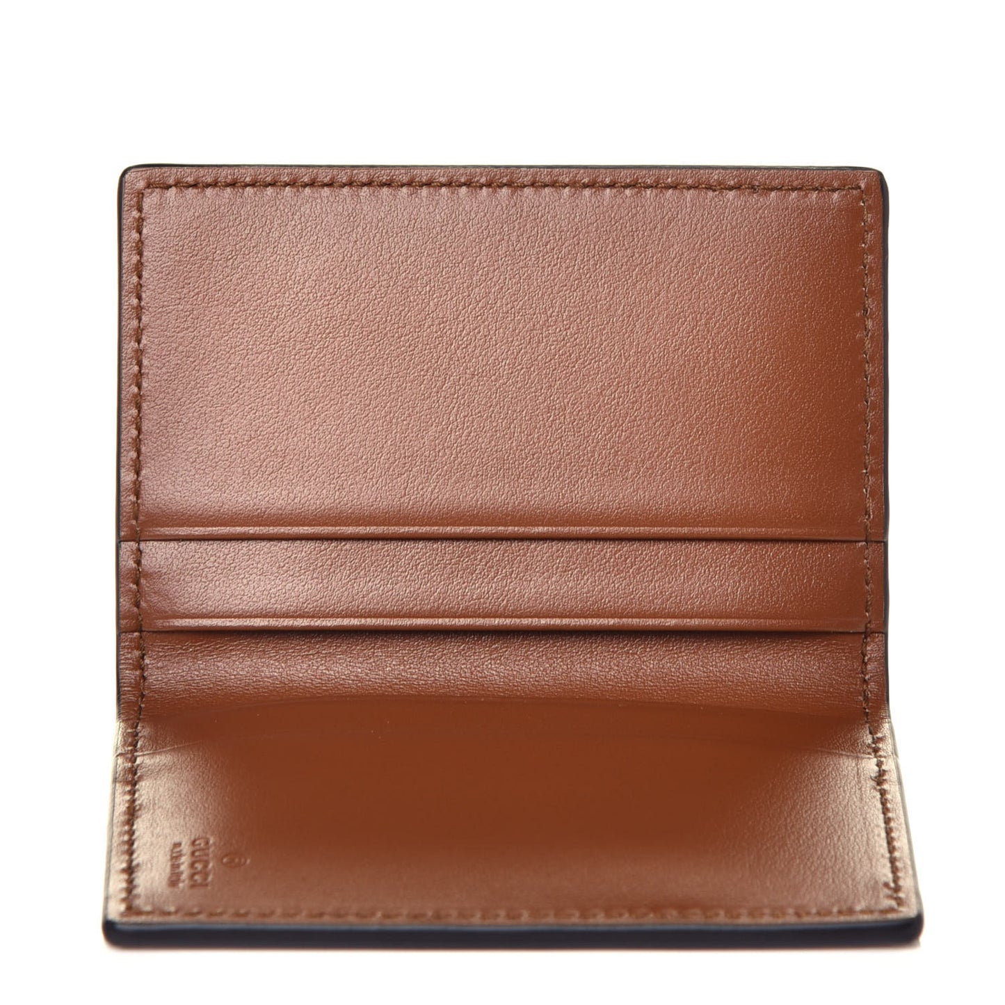 Calfskin Bi-Fold Logo Card Case Wallet Brown