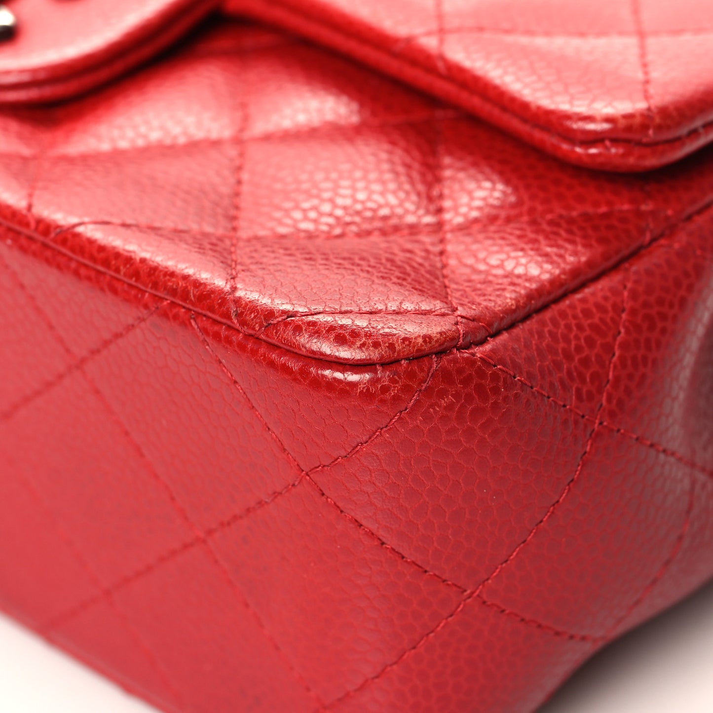 Caviar Quilted Mini Rectangular Flap Red