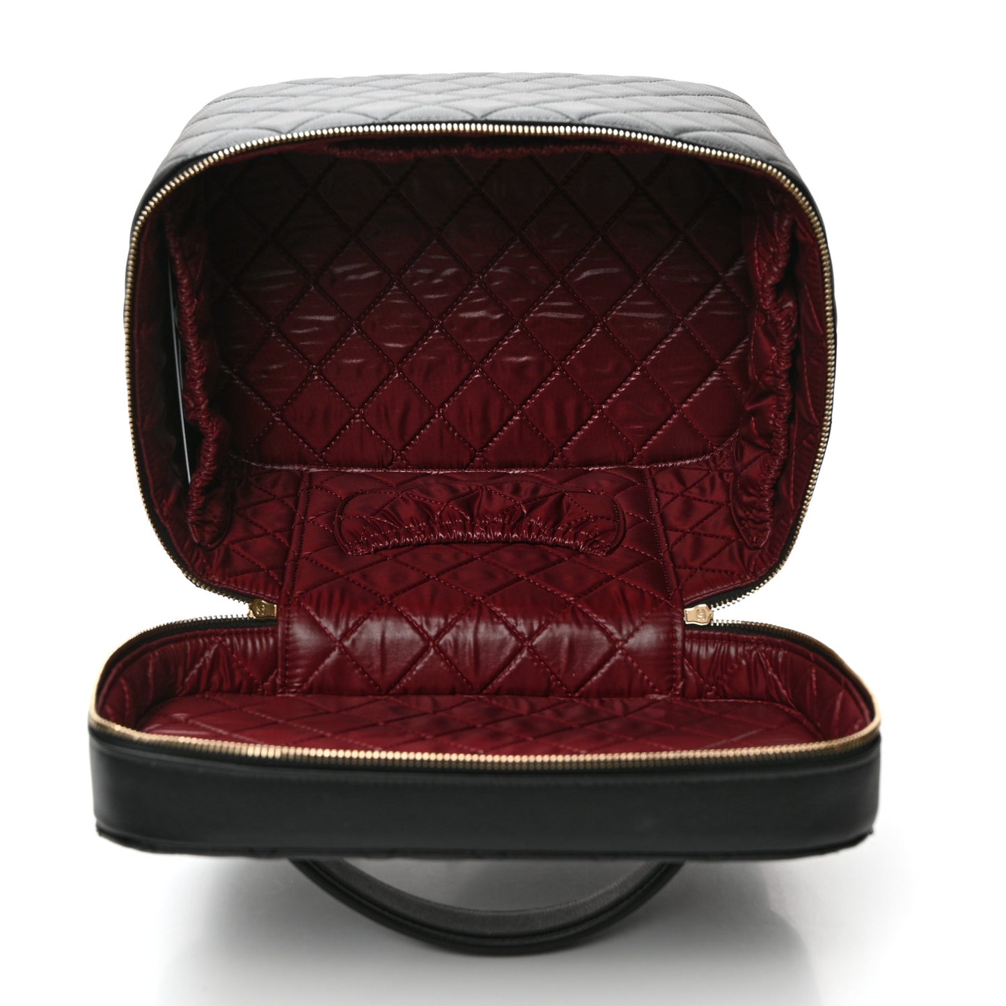 Caviar Quilted Large Vanity Pouch Black