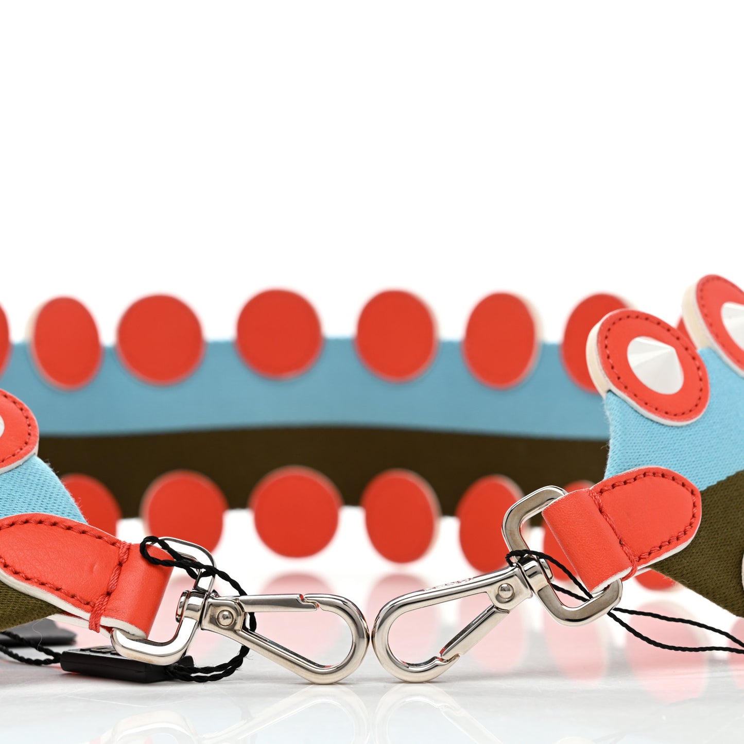 Canvas Vitello Dolce Spike Studded Circle Strap You Turchese Camaleonte Arancio Parrot