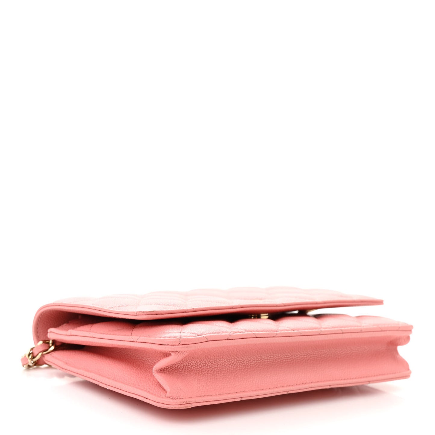 Caviar Quilted Wallet on Chain WOC Coral Pink