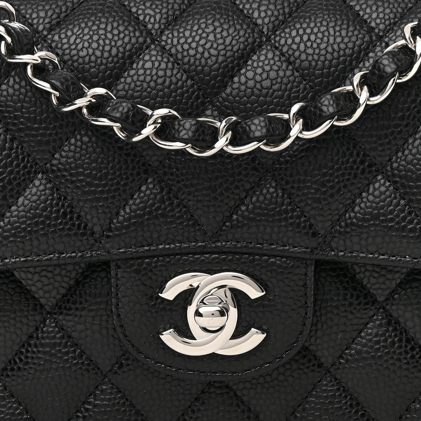 Caviar Quilted Small Double Flap Black