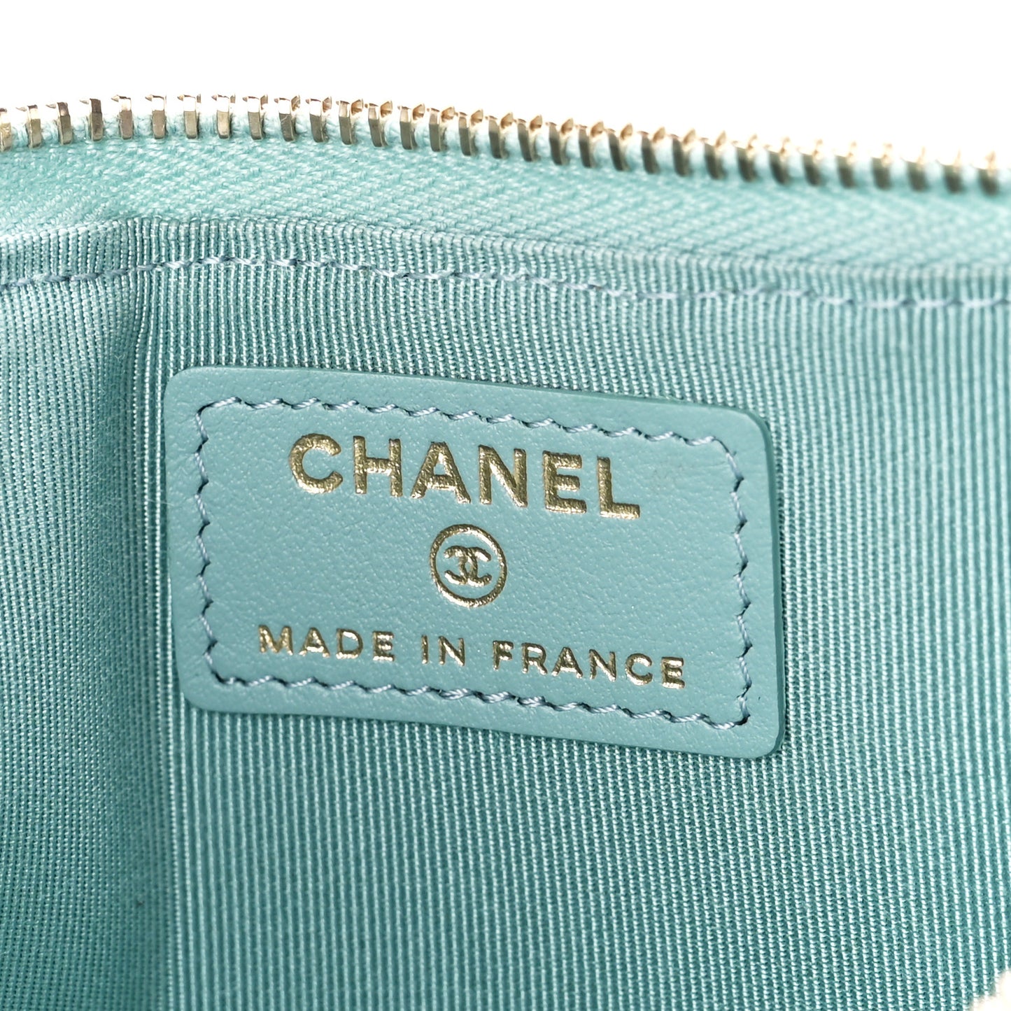 Caviar Quilted Classic Flat Wallet Pouch Light Blue