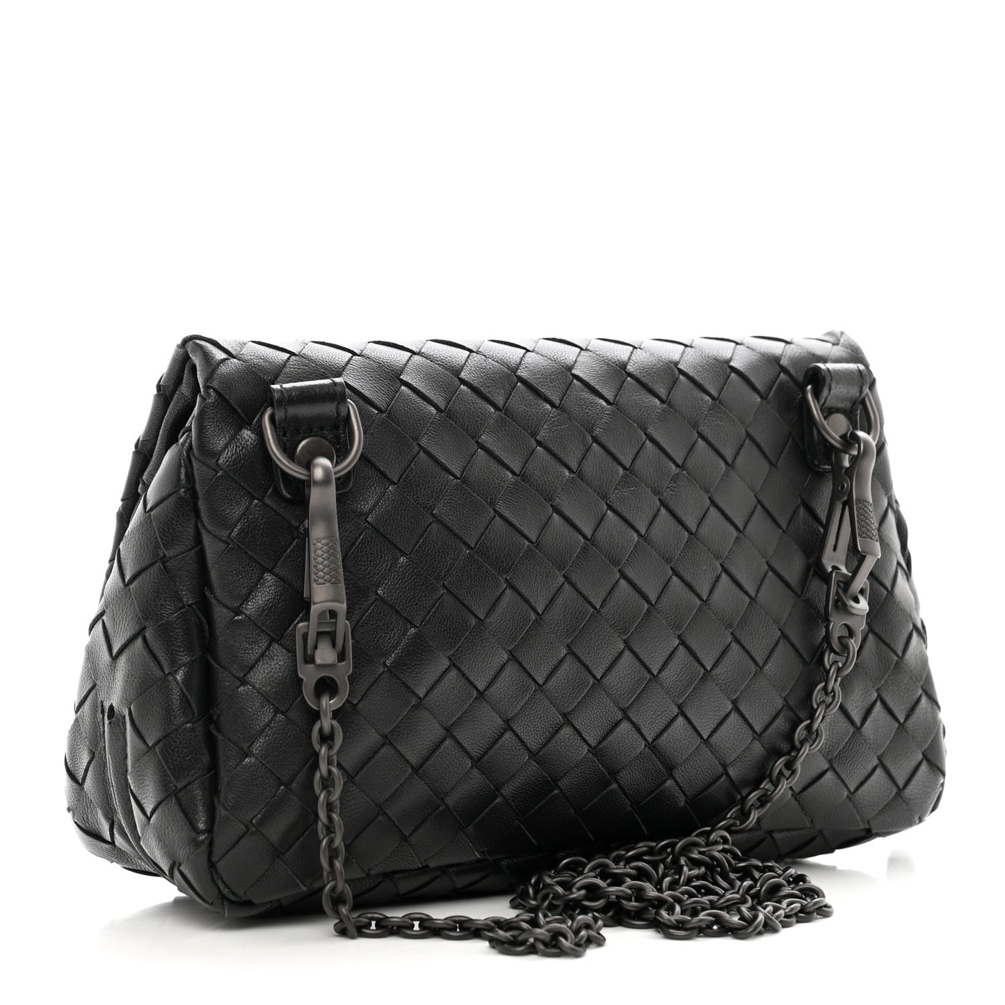 Nappa Intrecciato Mini Chain Messenger Black